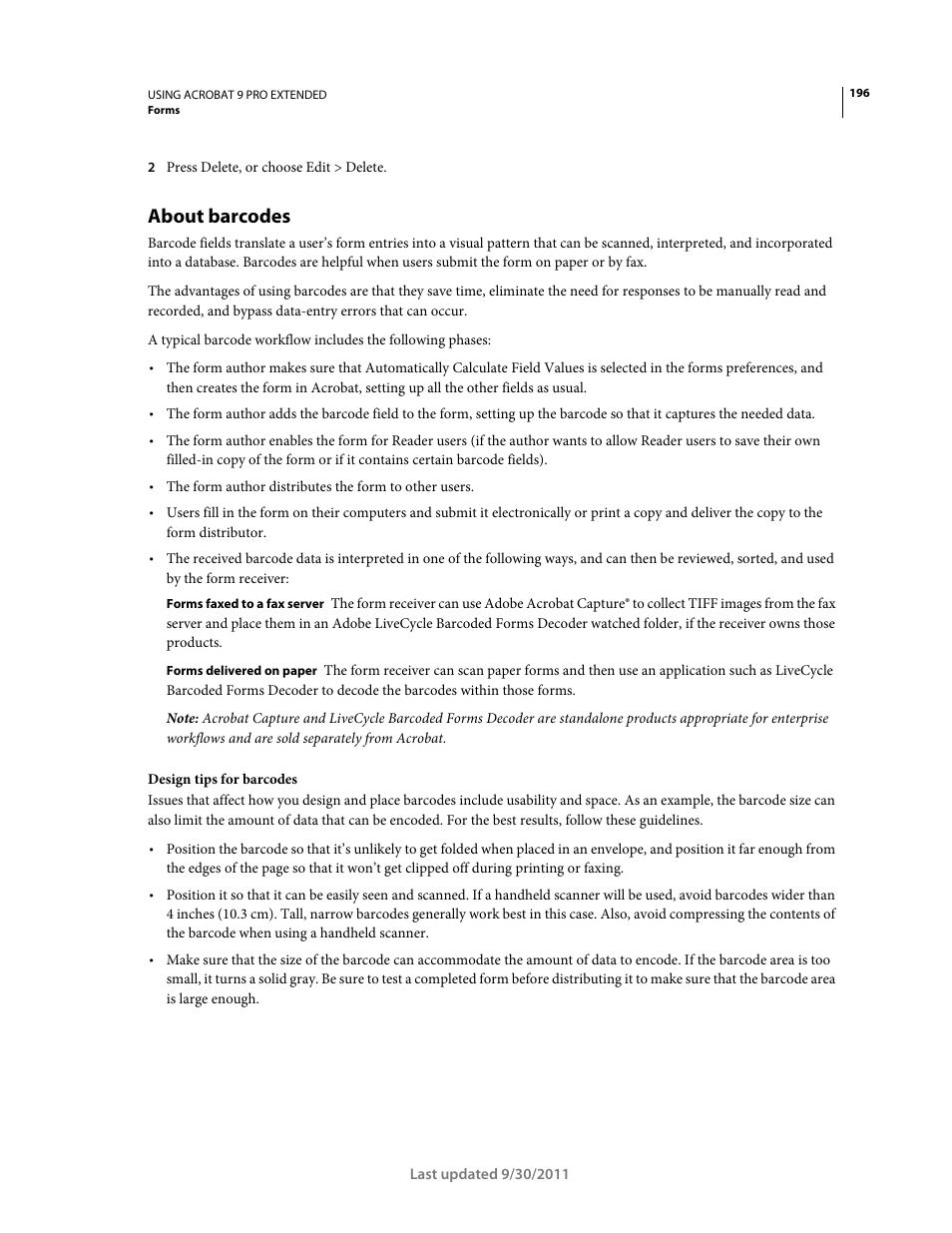 About barcodes | Adobe Acrobat 9 PRO Extended User Manual | Page 202 / 546