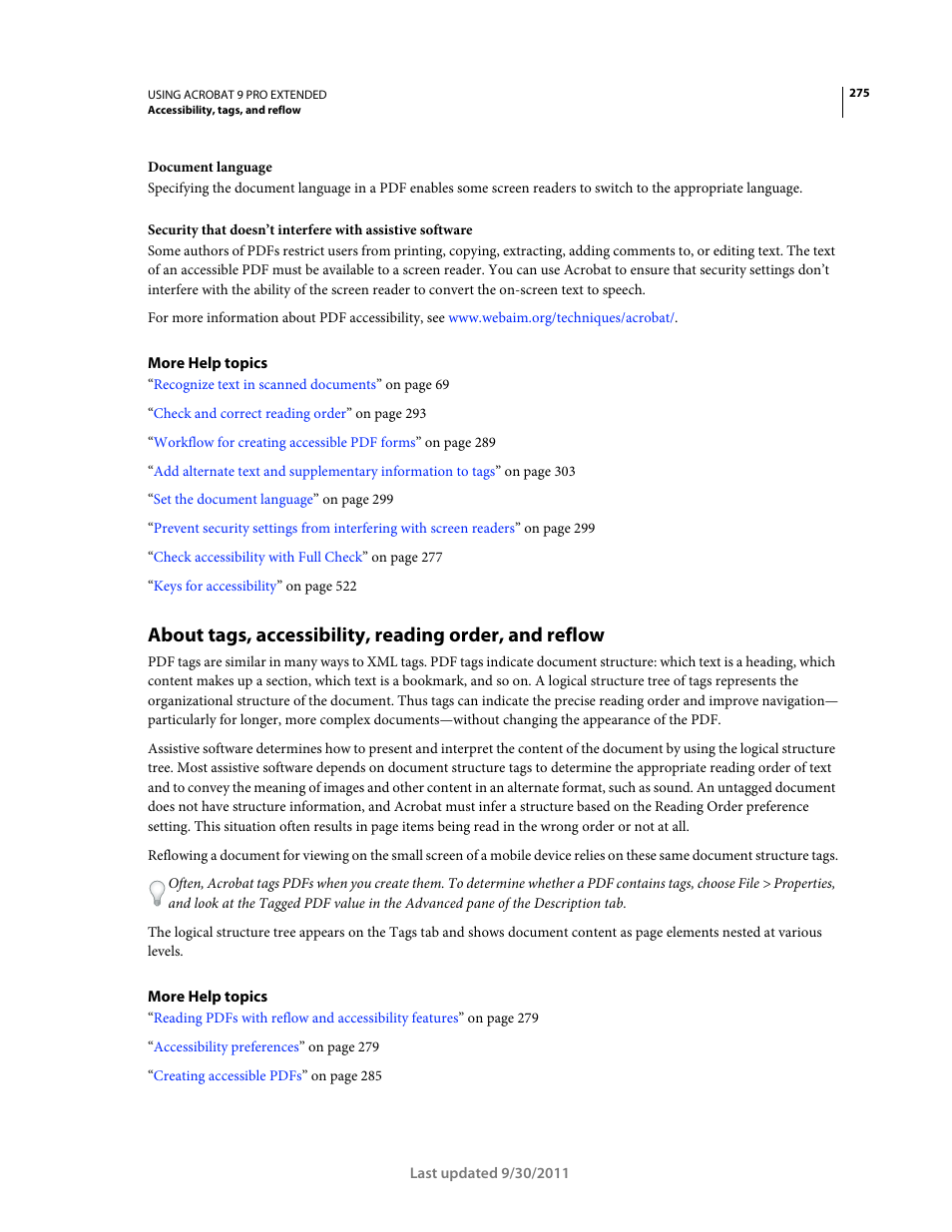 Adobe Acrobat 9 PRO Extended User Manual | Page 281 / 546