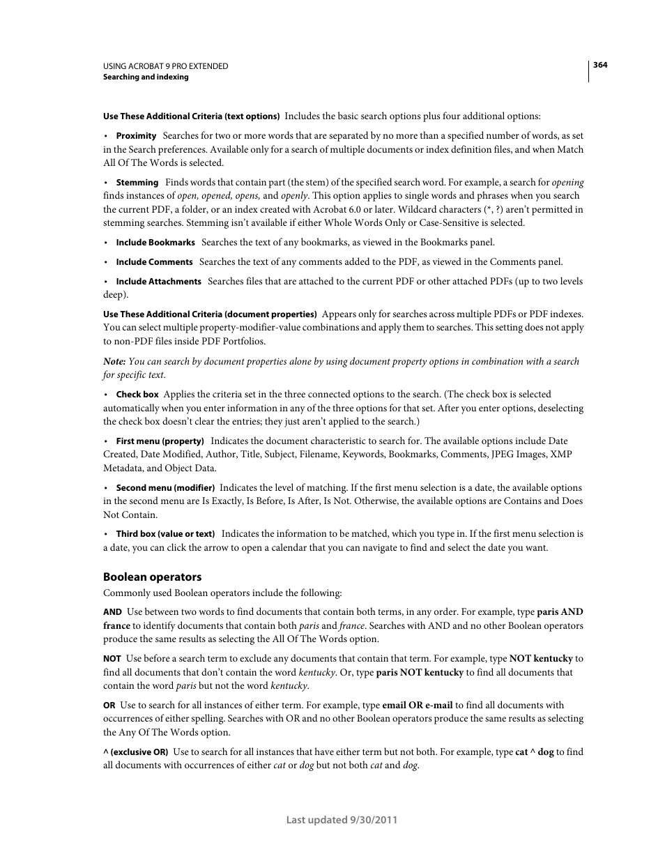 Boolean operators | Adobe Acrobat 9 PRO Extended User Manual | Page 370 / 546