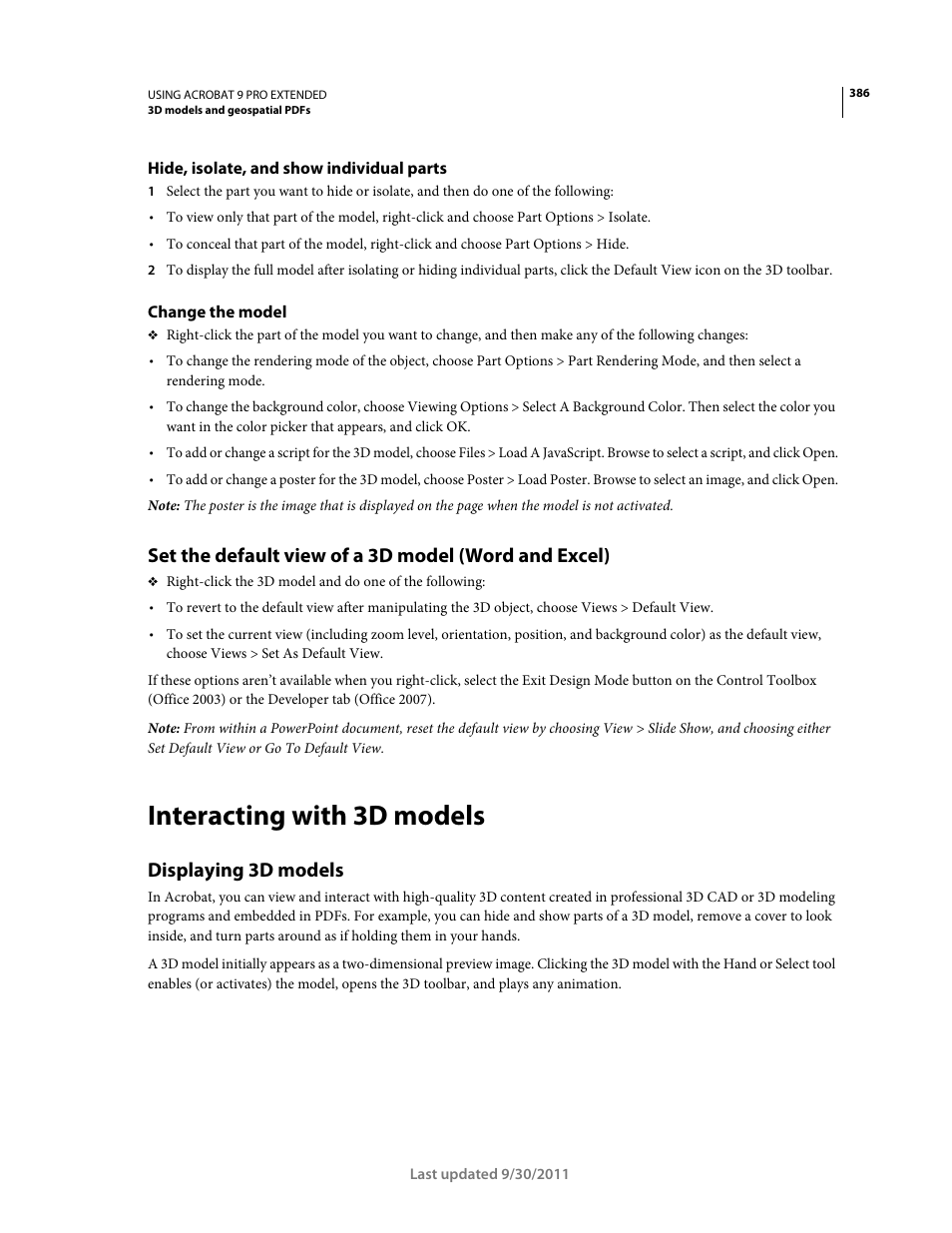 Hide, isolate, and show individual parts, Change the model, Interacting with 3d models | Displaying 3d models | Adobe Acrobat 9 PRO Extended User Manual | Page 392 / 546