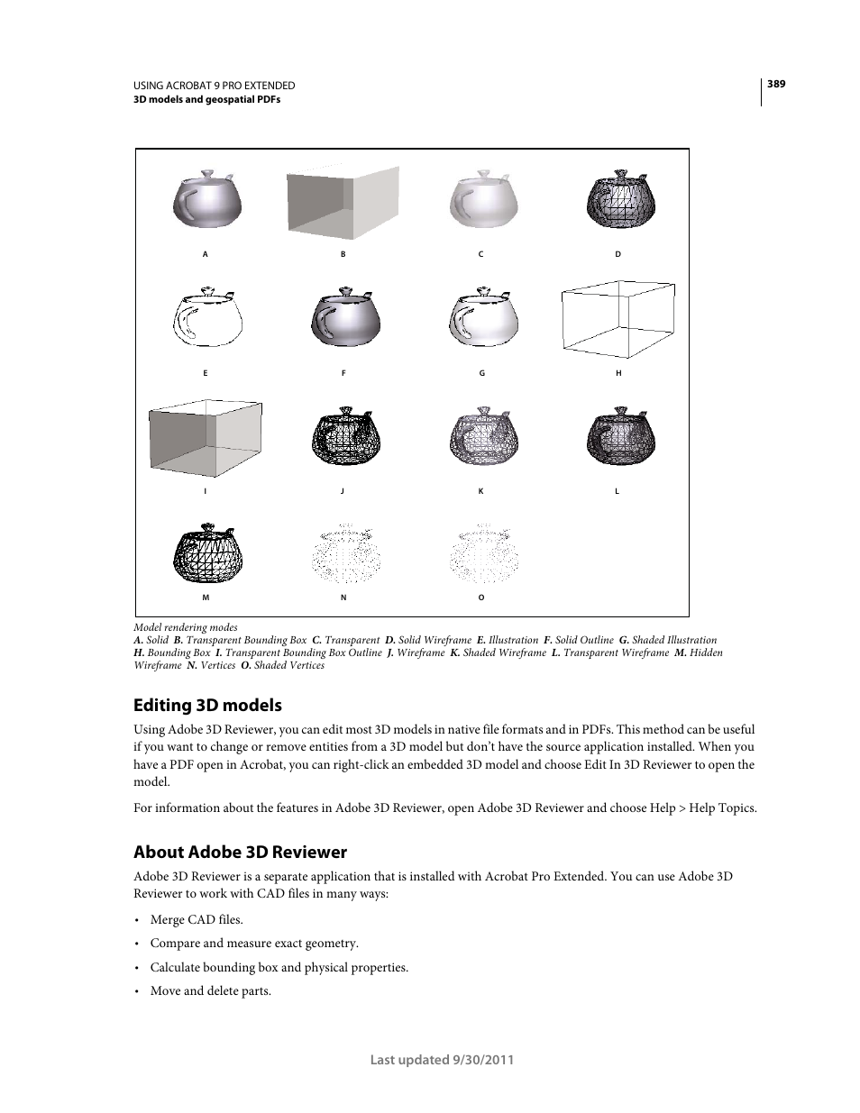 Editing 3d models, About adobe 3d reviewer, About adobe 3d | Reviewer | Adobe Acrobat 9 PRO Extended User Manual | Page 395 / 546