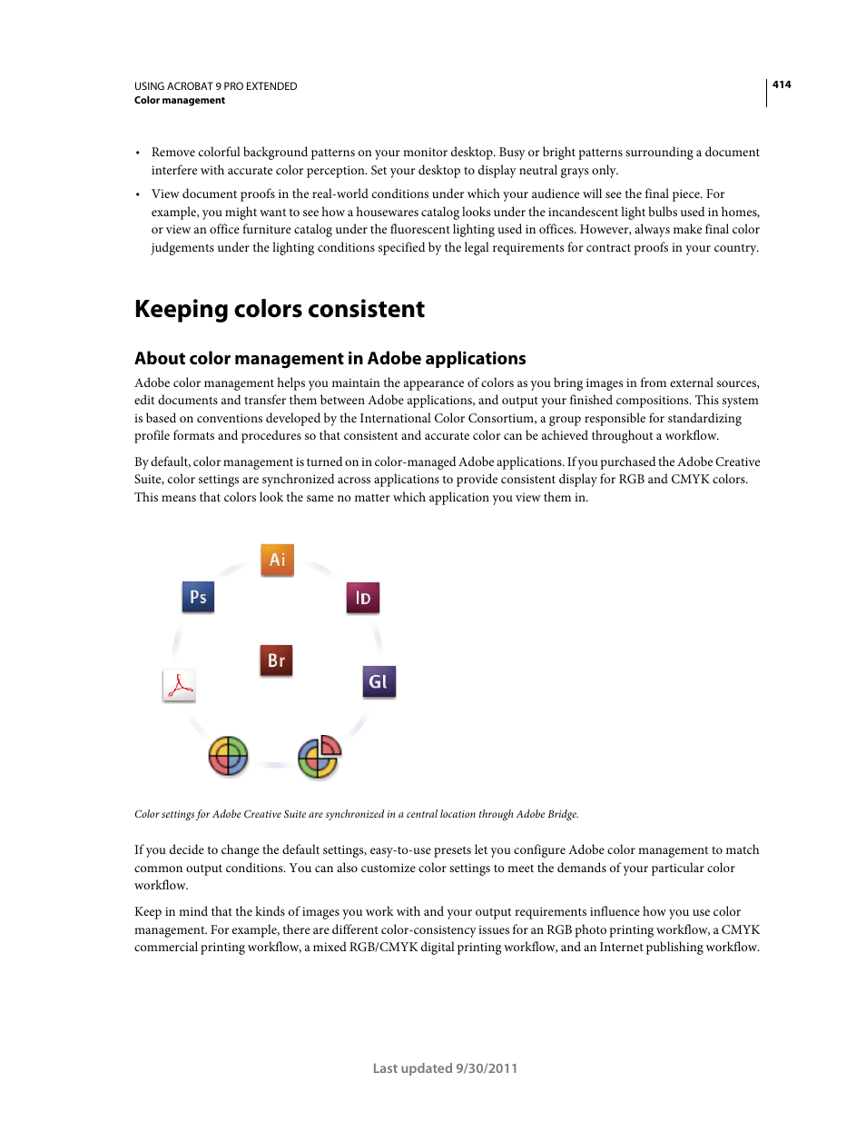 Keeping colors consistent, About color management in adobe applications | Adobe Acrobat 9 PRO Extended User Manual | Page 420 / 546