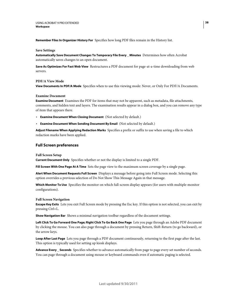 Full screen preferences | Adobe Acrobat 9 PRO Extended User Manual | Page 44 / 546