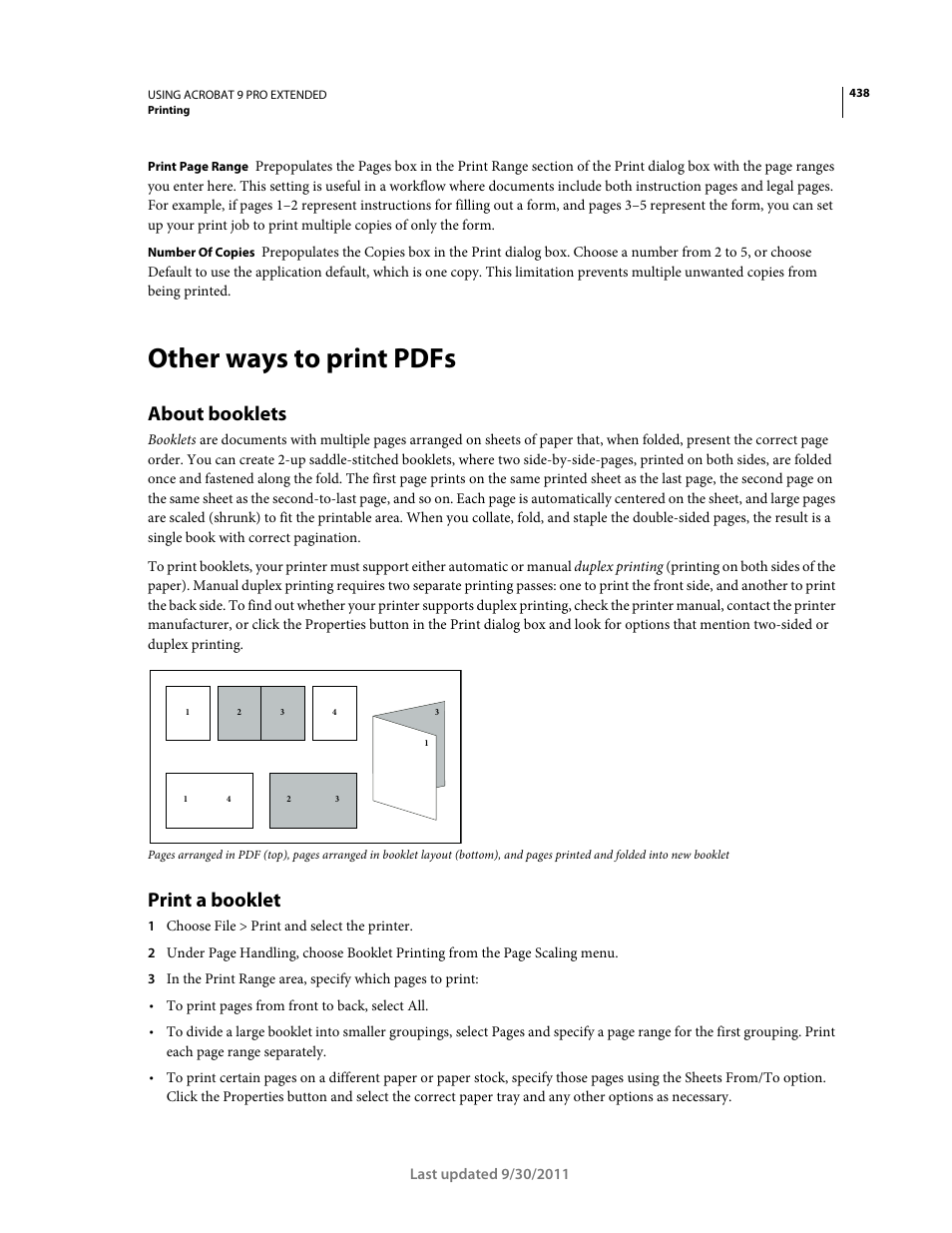 Other ways to print pdfs, About booklets, Print a booklet | Adobe Acrobat 9 PRO Extended User Manual | Page 444 / 546