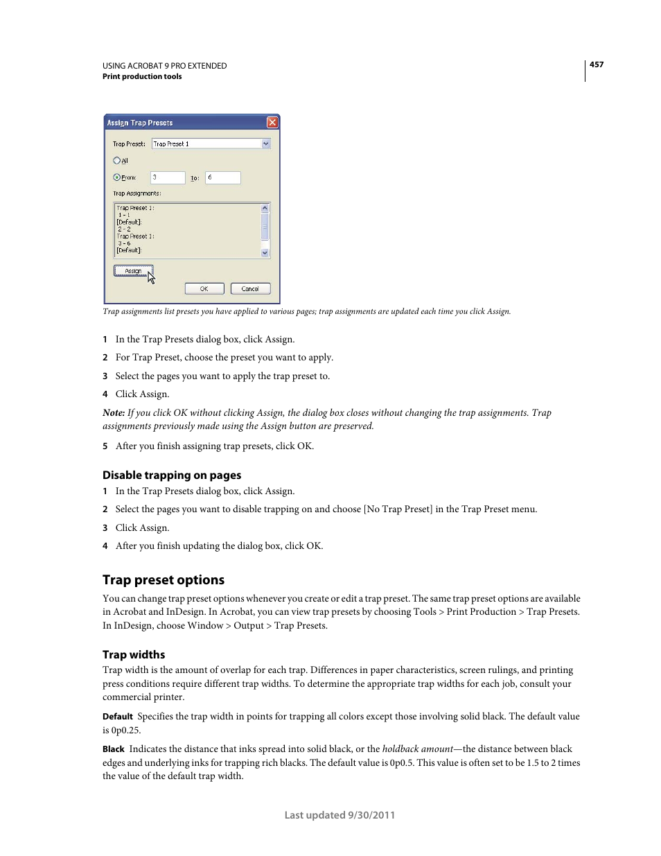 Trap preset options, Trap widths | Adobe Acrobat 9 PRO Extended User Manual | Page 463 / 546