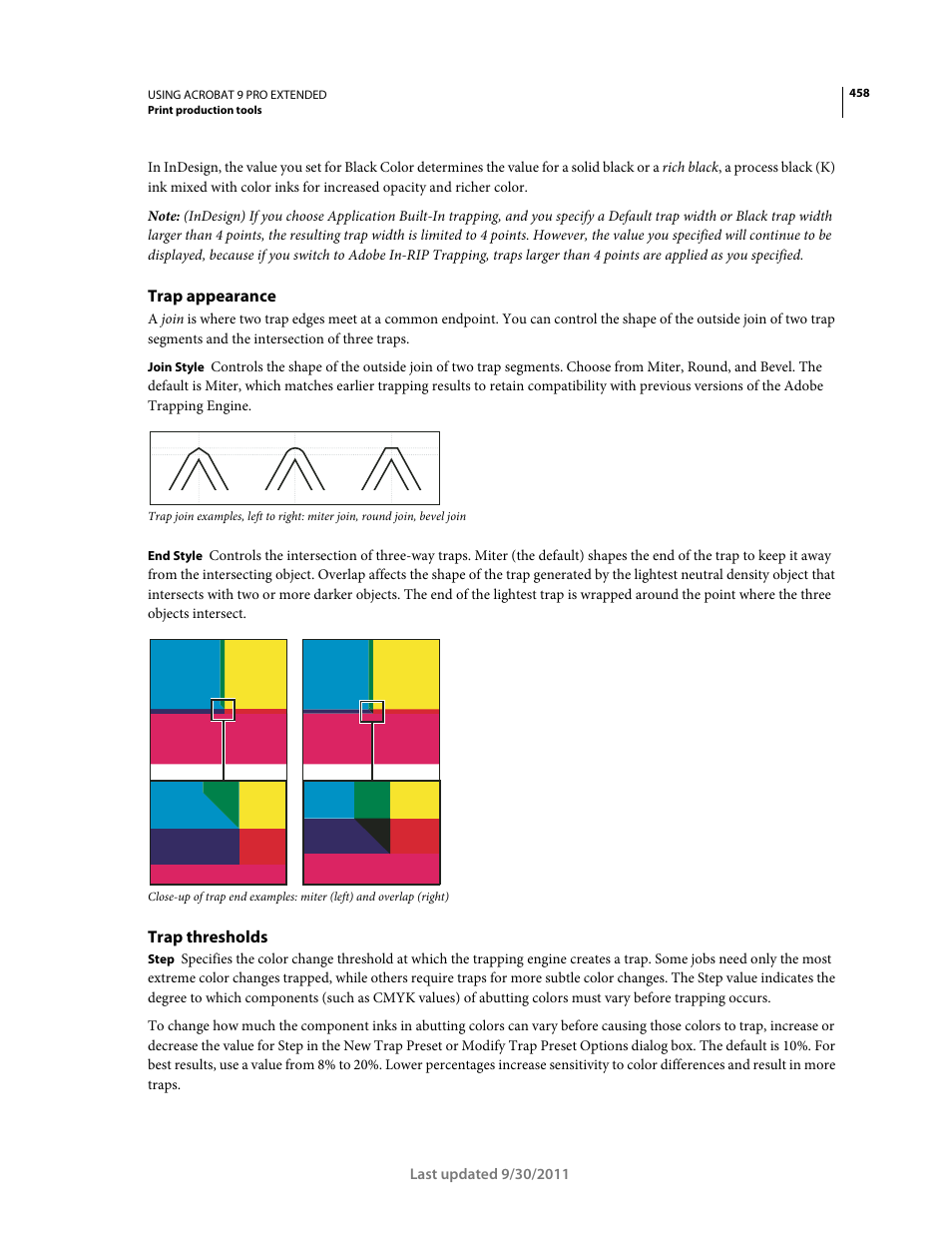 Trap appearance, Trap thresholds | Adobe Acrobat 9 PRO Extended User Manual | Page 464 / 546