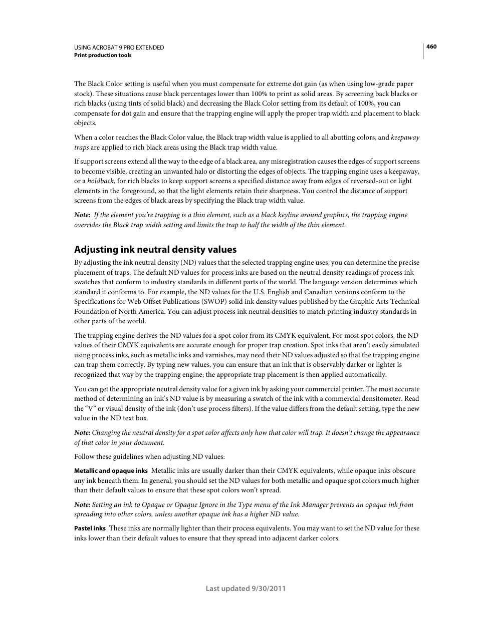 Adjusting ink neutral density values | Adobe Acrobat 9 PRO Extended User Manual | Page 466 / 546