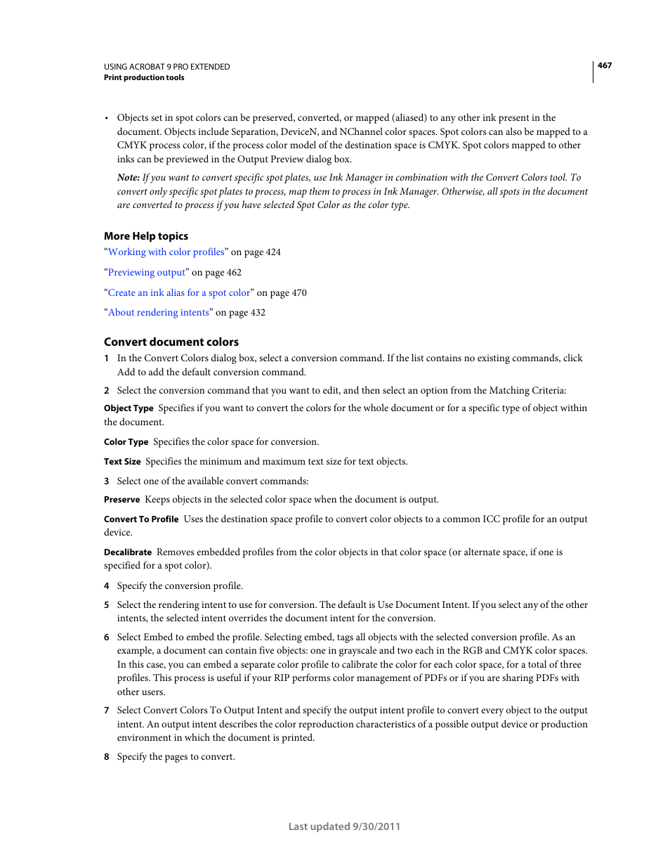 Convert document colors | Adobe Acrobat 9 PRO Extended User Manual | Page 473 / 546