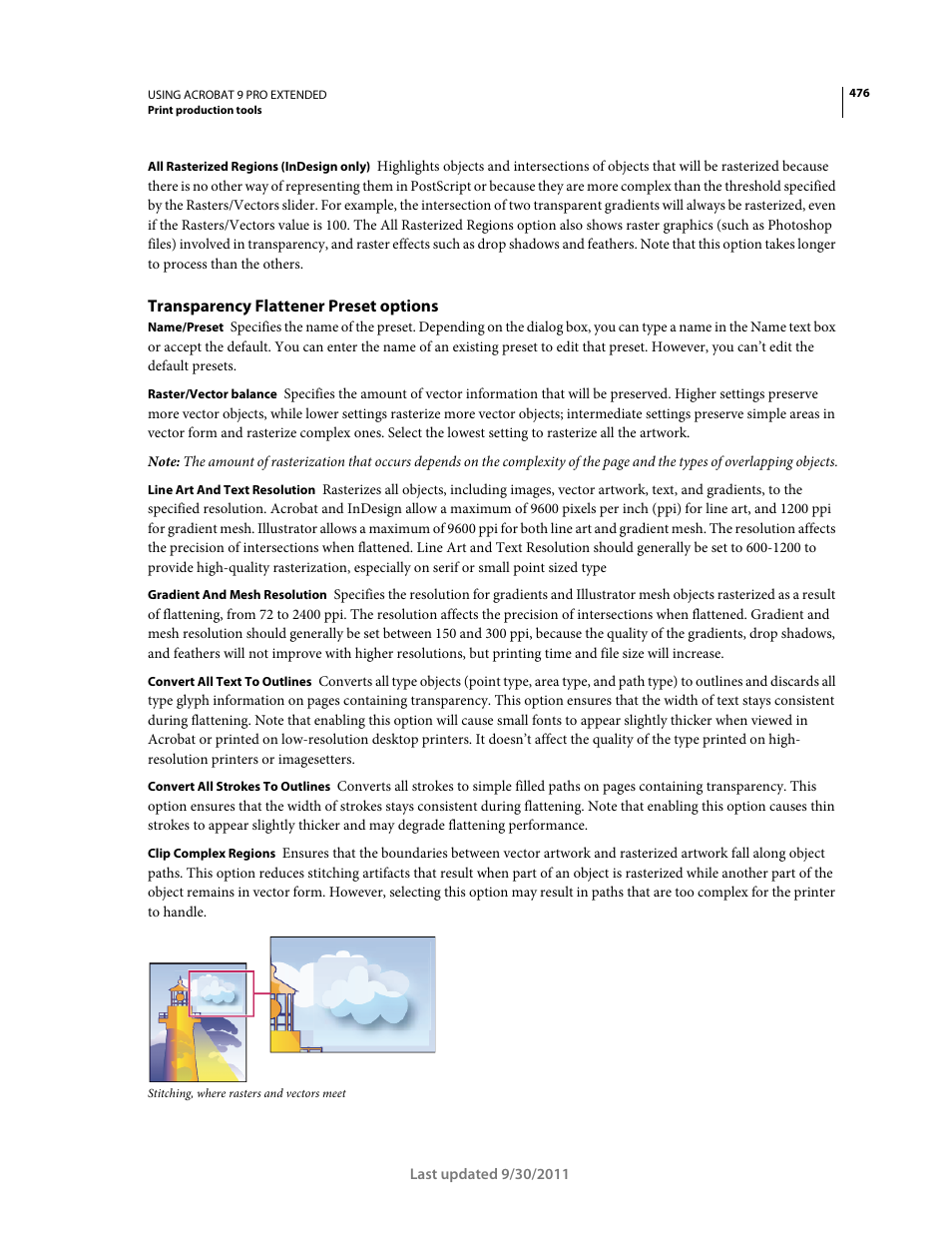 Transparency flattener preset options | Adobe Acrobat 9 PRO Extended User Manual | Page 482 / 546