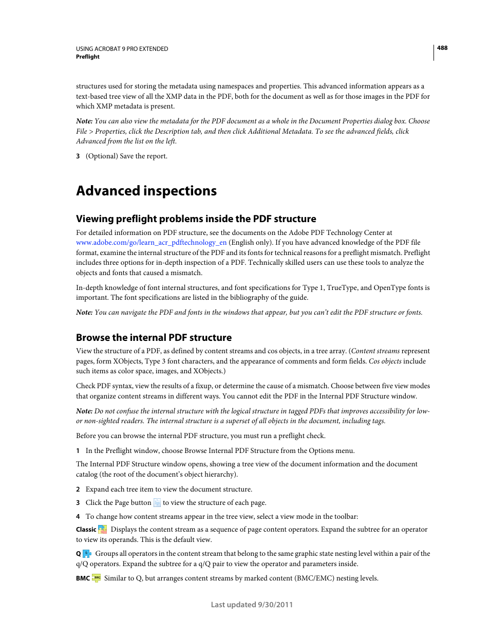 Advanced inspections, Browse the internal pdf structure | Adobe Acrobat 9 PRO Extended User Manual | Page 494 / 546