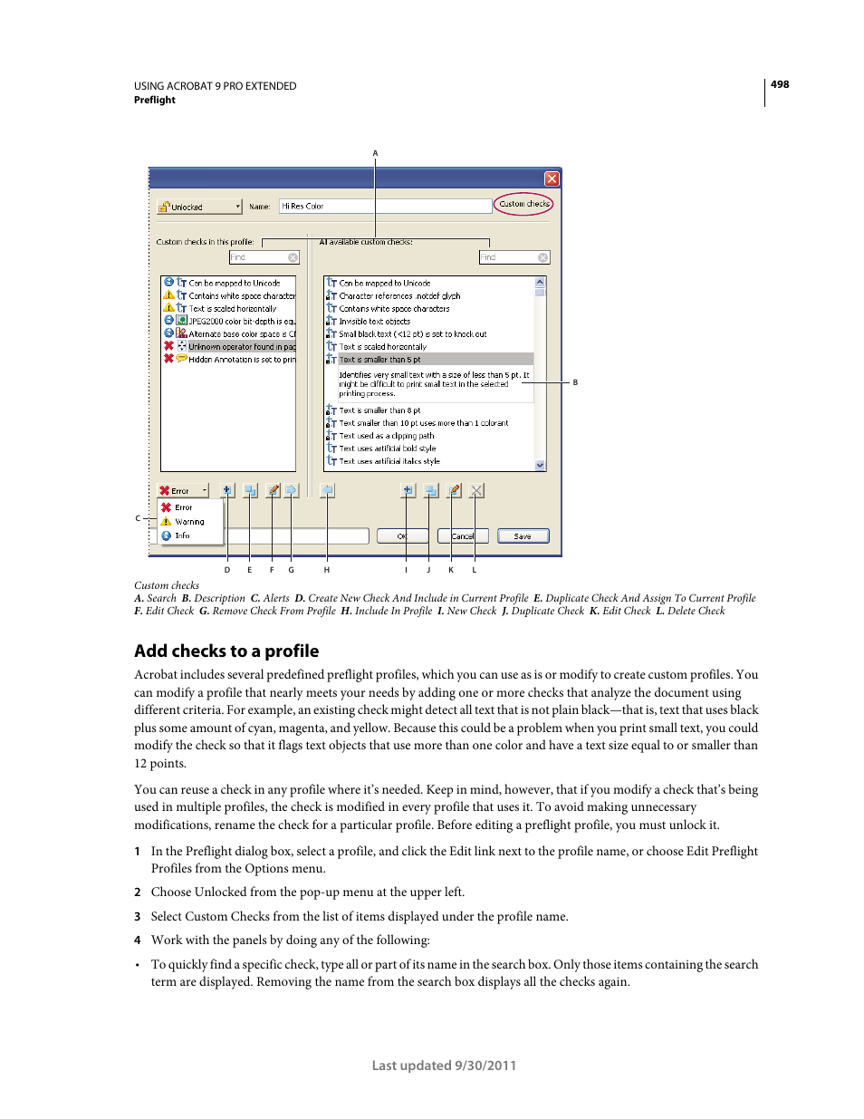 Add checks to a profile | Adobe Acrobat 9 PRO Extended User Manual | Page 504 / 546