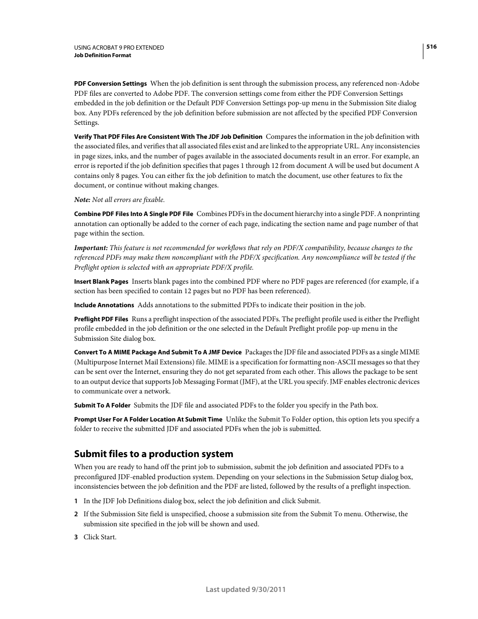 Submit files to a production system | Adobe Acrobat 9 PRO Extended User Manual | Page 522 / 546