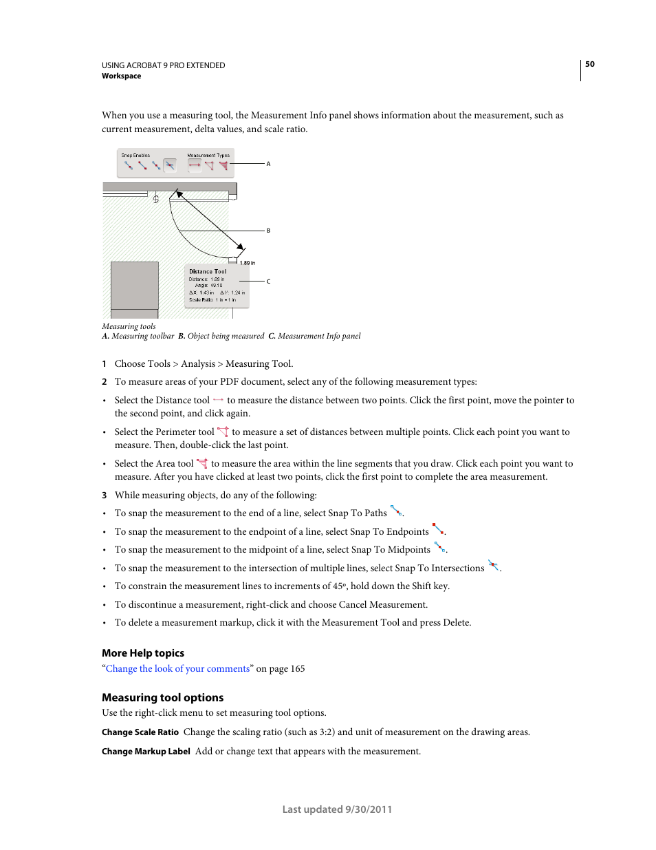 Measuring tool options | Adobe Acrobat 9 PRO Extended User Manual | Page 56 / 546