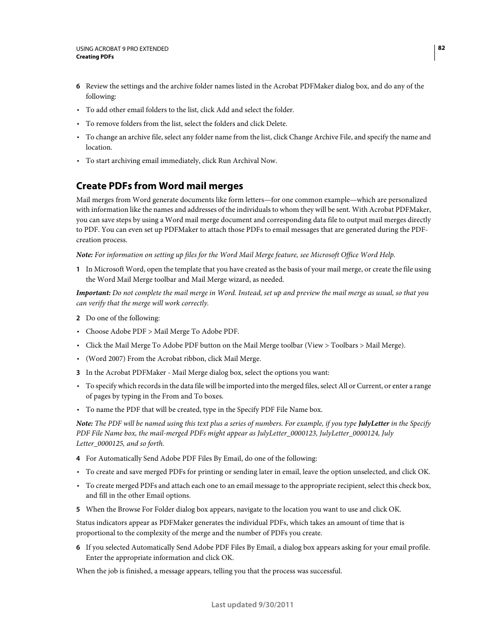Create pdfs from word mail merges | Adobe Acrobat 9 PRO Extended User Manual | Page 88 / 546
