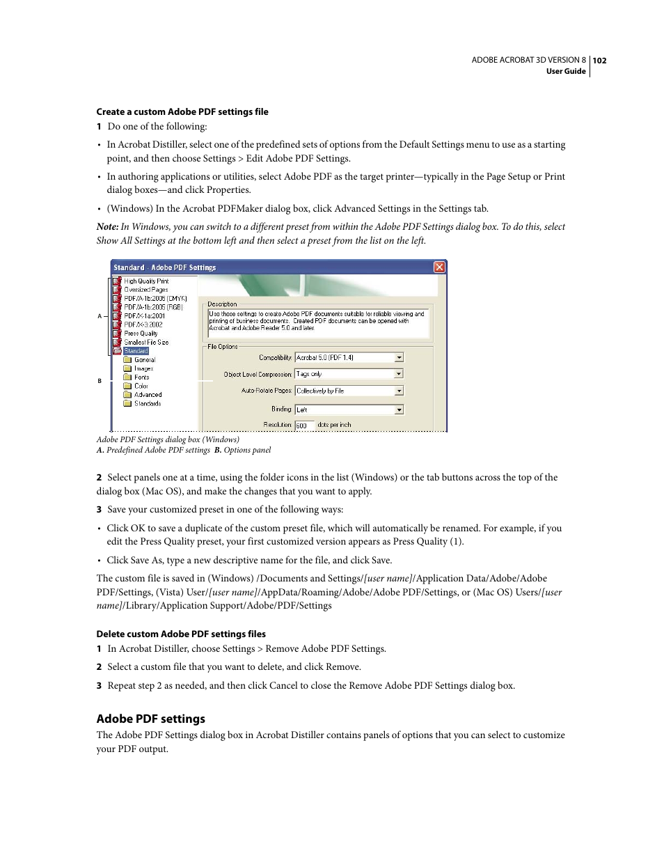 Adobe pdf settings | Adobe Acrobat 8 3D User Manual | Page 109 / 600