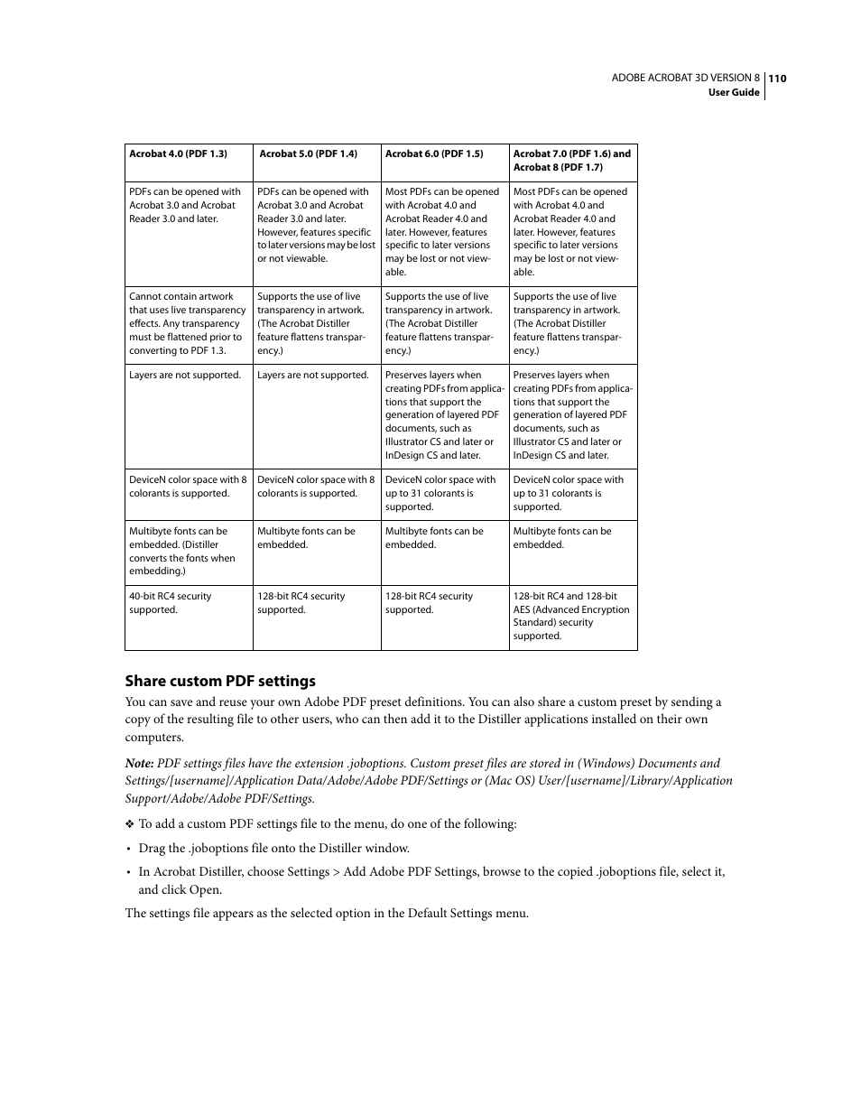 Share custom pdf settings | Adobe Acrobat 8 3D User Manual | Page 117 / 600