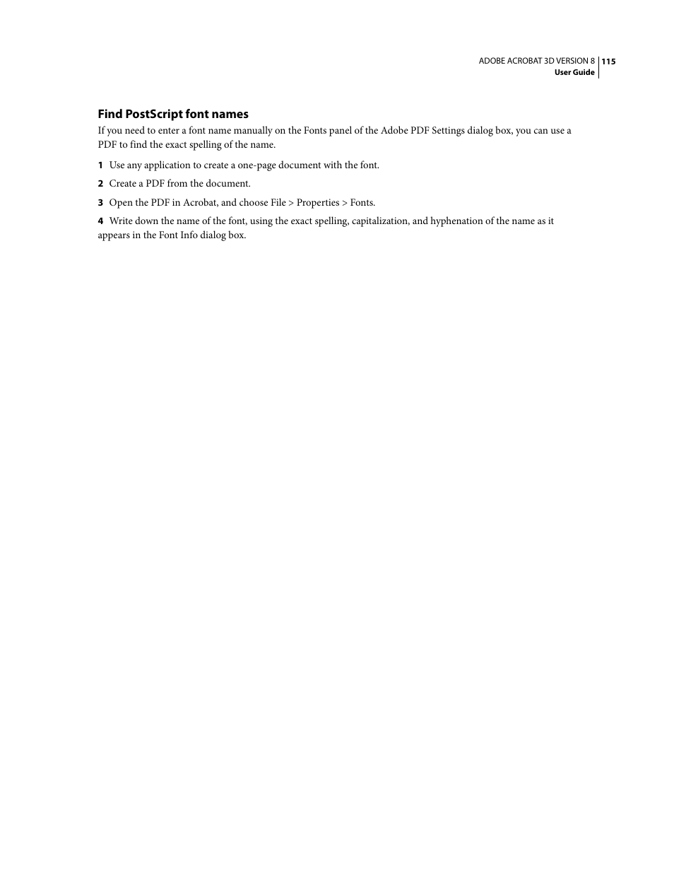 Find postscript font names | Adobe Acrobat 8 3D User Manual | Page 122 / 600