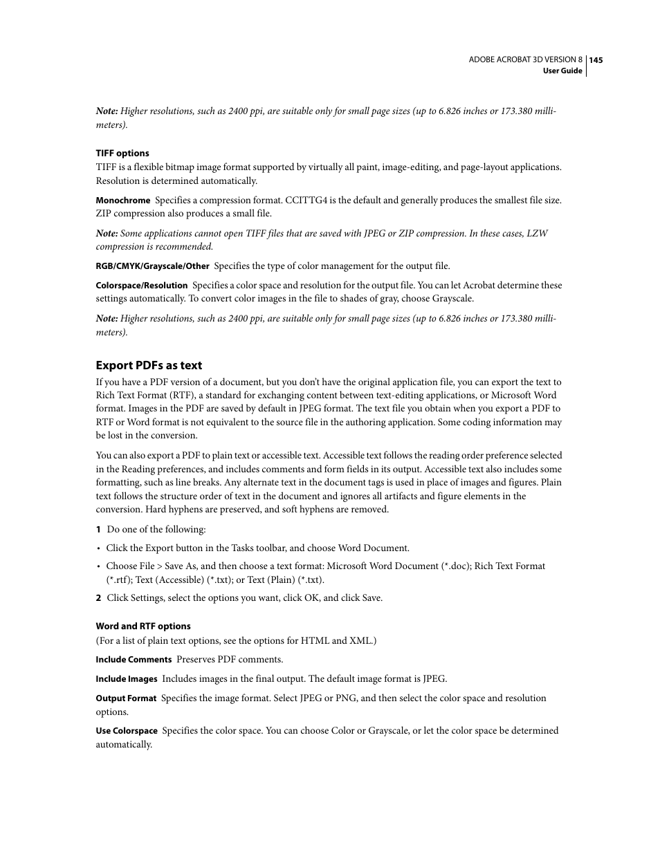 Export pdfs as text | Adobe Acrobat 8 3D User Manual | Page 152 / 600