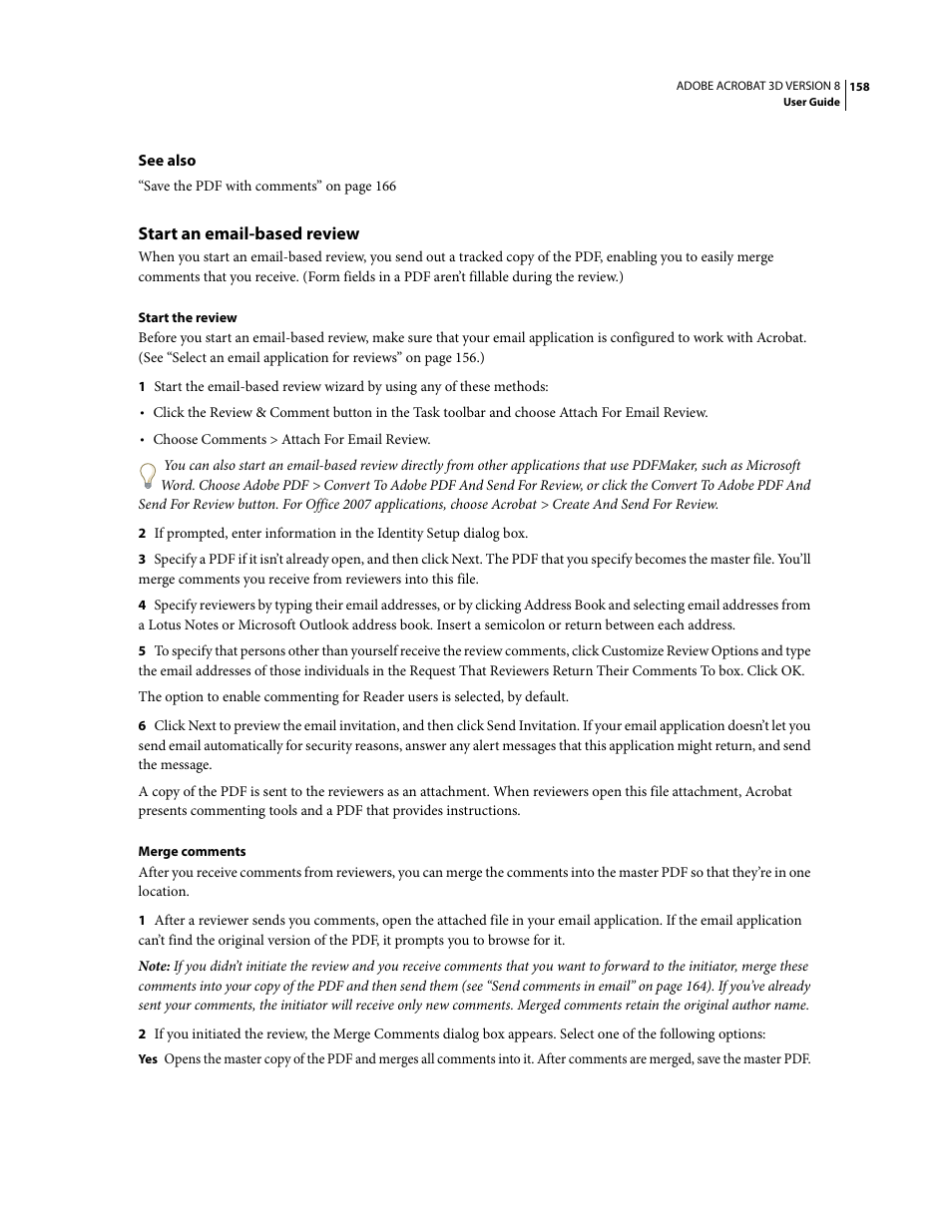 Start an email-based review | Adobe Acrobat 8 3D User Manual | Page 165 / 600