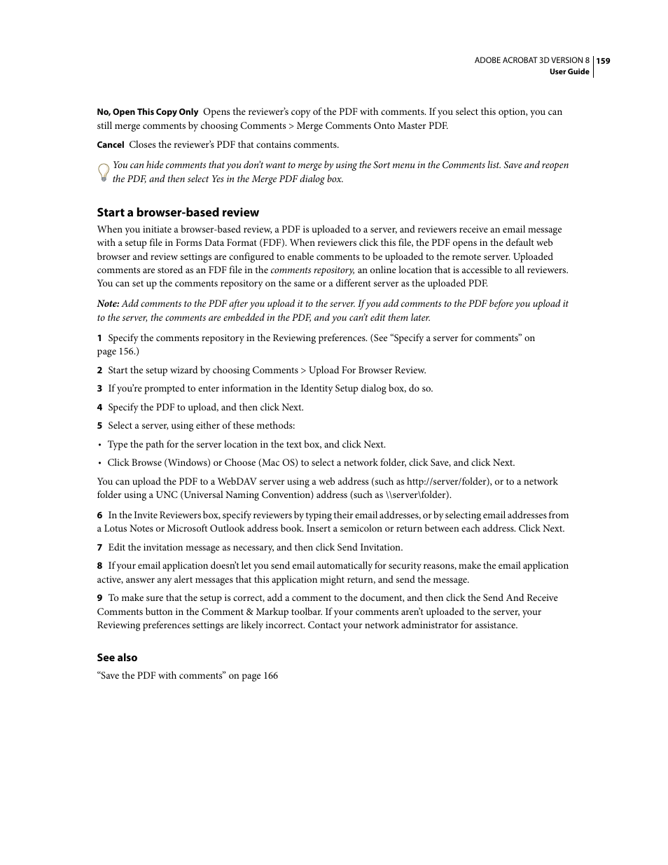 Start a browser-based review | Adobe Acrobat 8 3D User Manual | Page 166 / 600