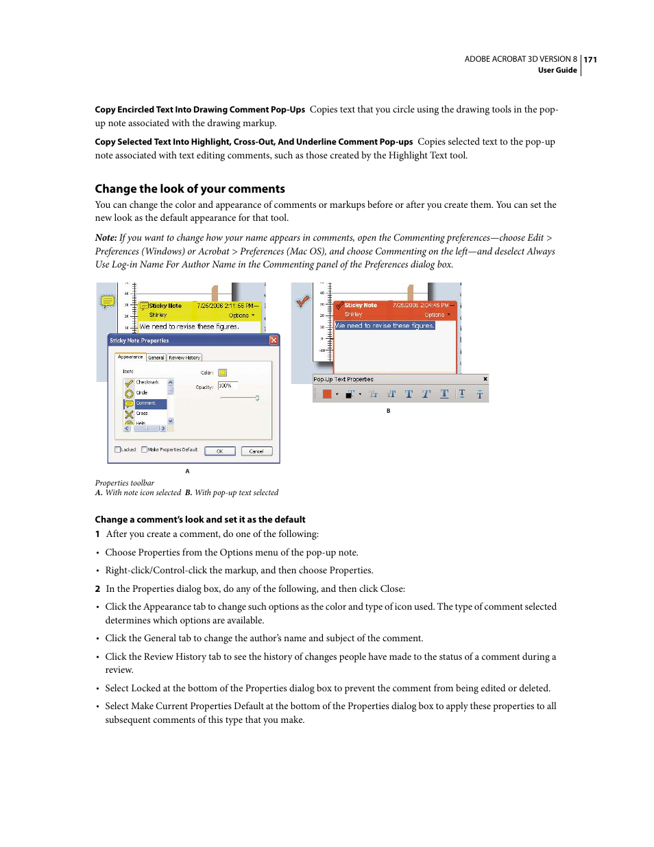 Change the look of your comments | Adobe Acrobat 8 3D User Manual | Page 178 / 600