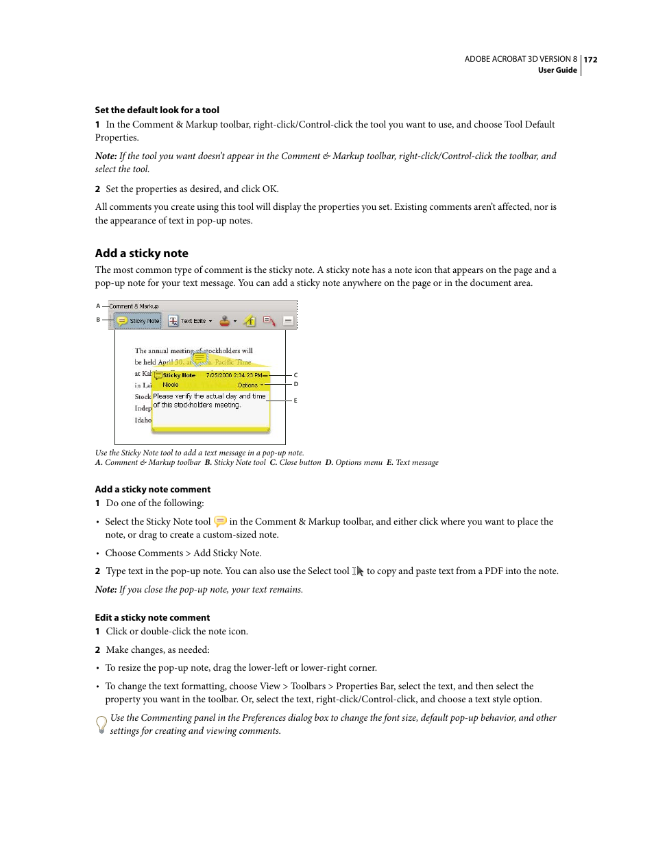 Add a sticky note | Adobe Acrobat 8 3D User Manual | Page 179 / 600