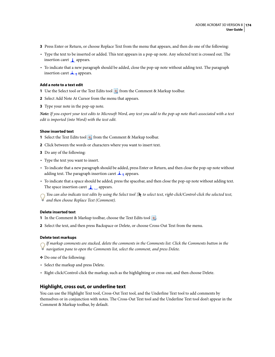 Highlight, cross out, or underline text | Adobe Acrobat 8 3D User Manual | Page 181 / 600