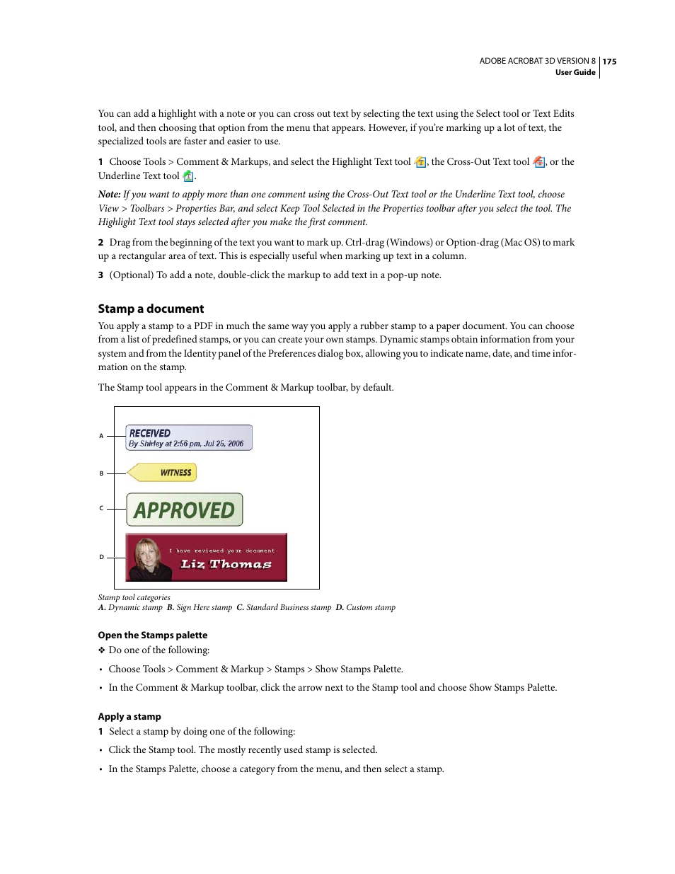 Stamp a document | Adobe Acrobat 8 3D User Manual | Page 182 / 600