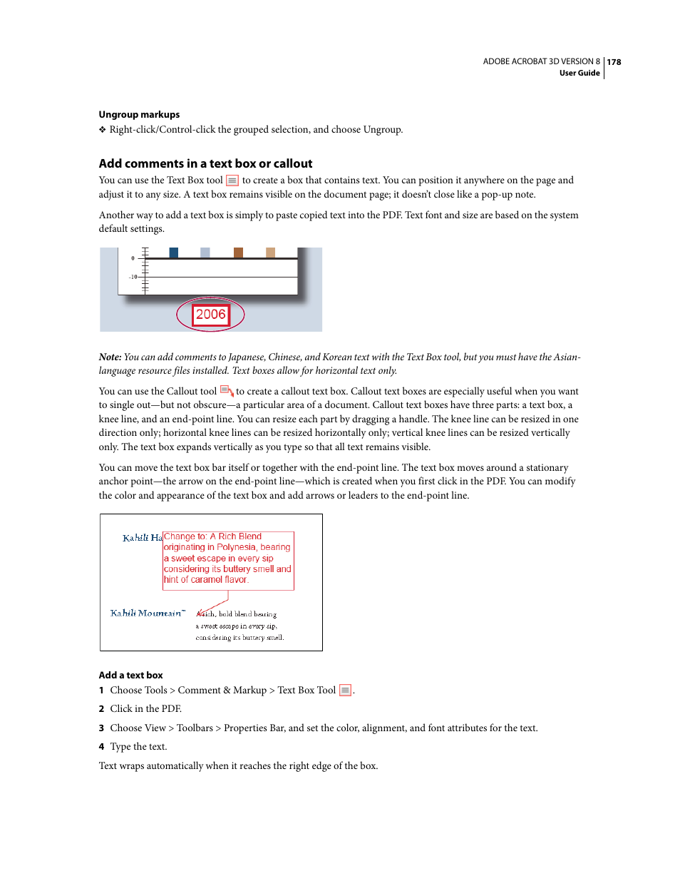 Add comments in a text box or callout | Adobe Acrobat 8 3D User Manual | Page 185 / 600