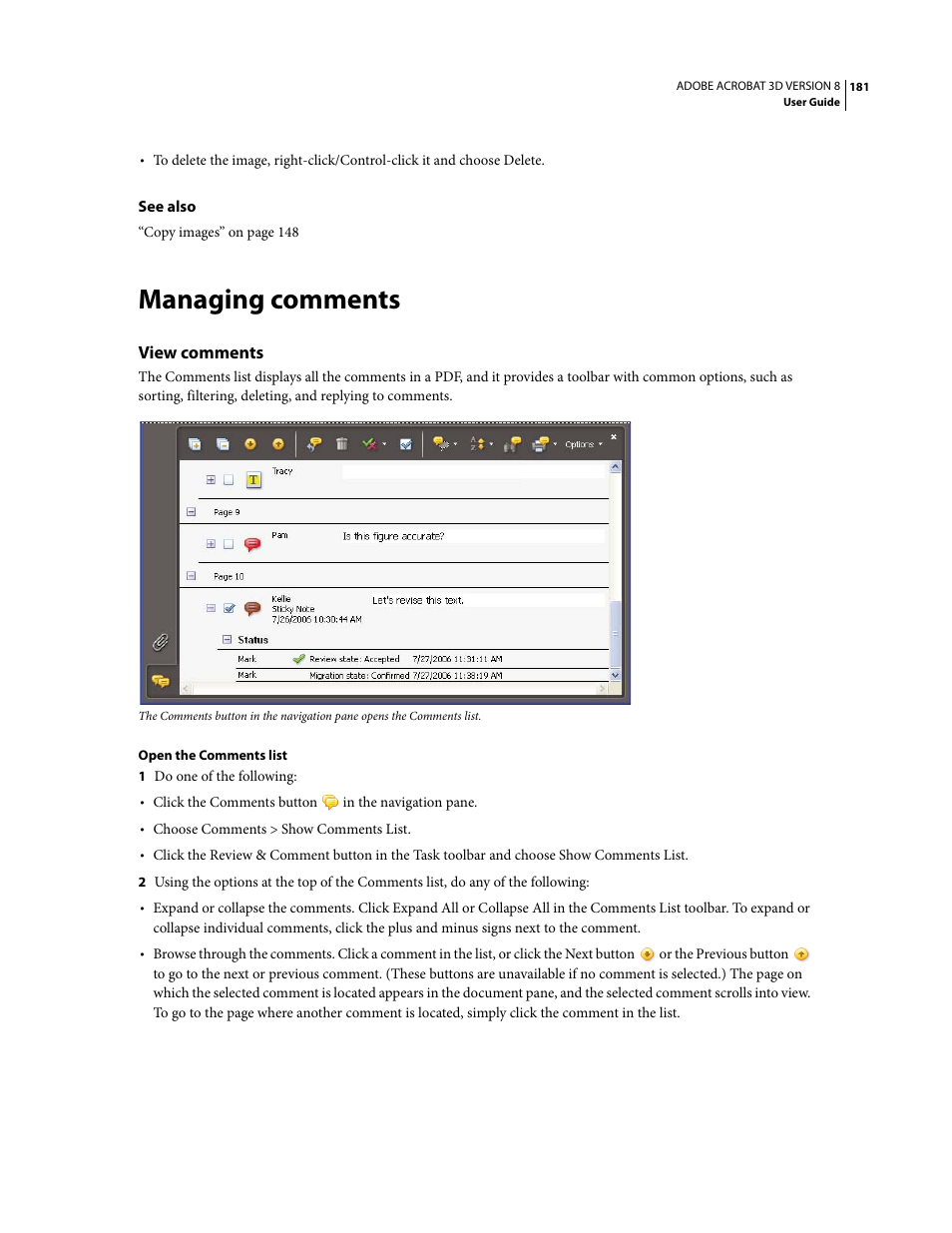 Managing comments, View comments | Adobe Acrobat 8 3D User Manual | Page 188 / 600