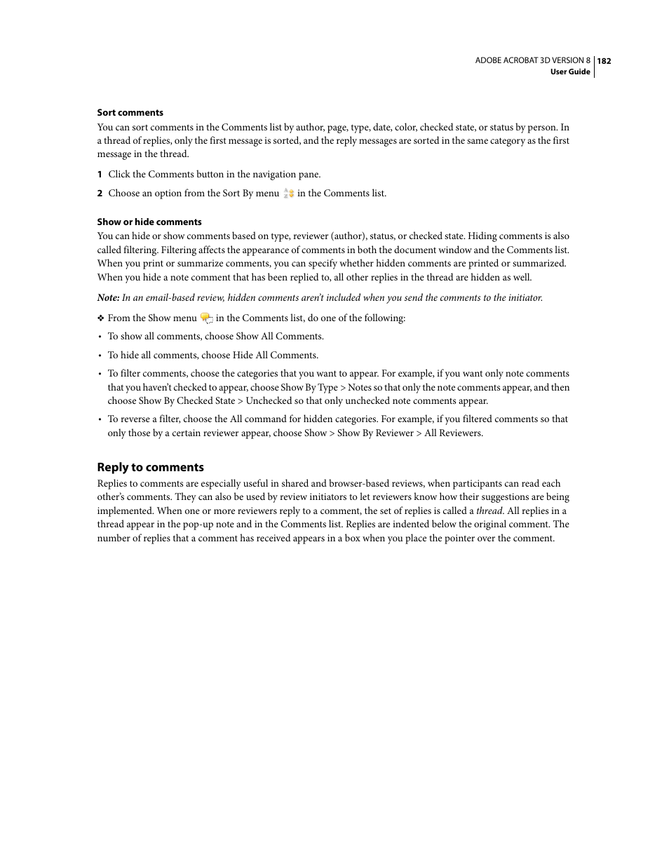 Reply to comments | Adobe Acrobat 8 3D User Manual | Page 189 / 600