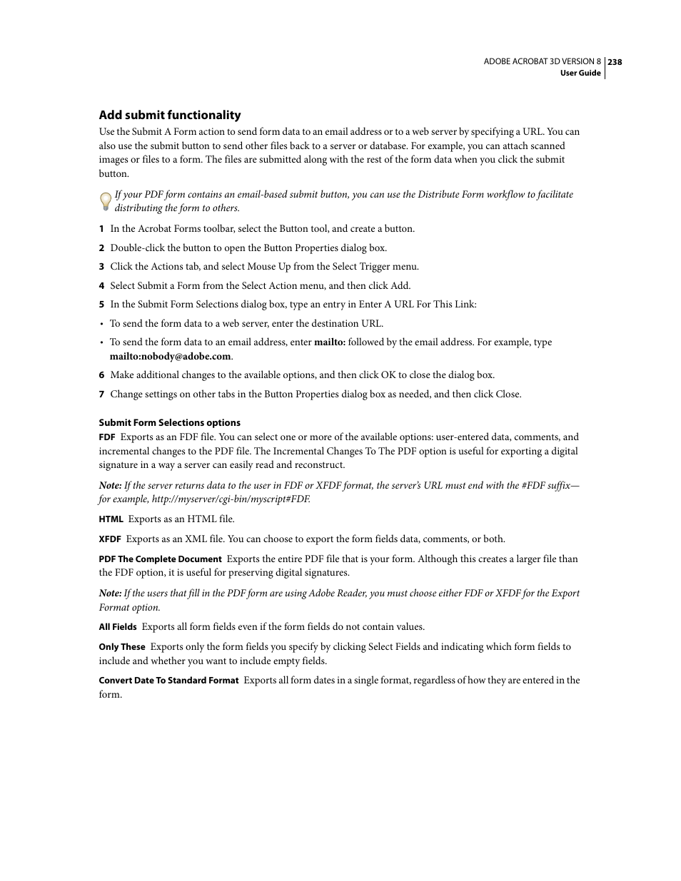 Add submit functionality | Adobe Acrobat 8 3D User Manual | Page 245 / 600