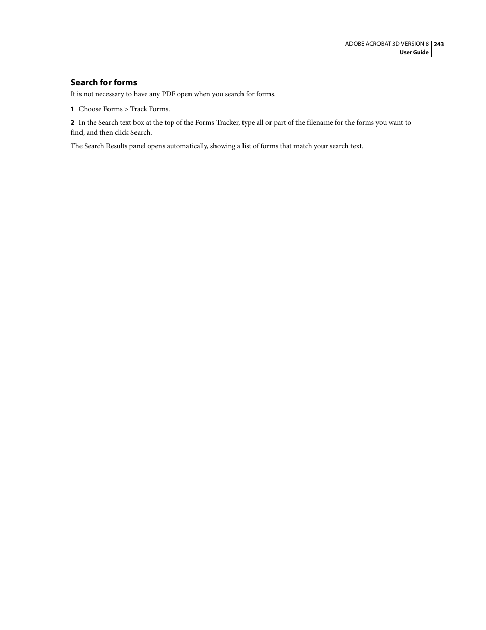 Search for forms | Adobe Acrobat 8 3D User Manual | Page 250 / 600