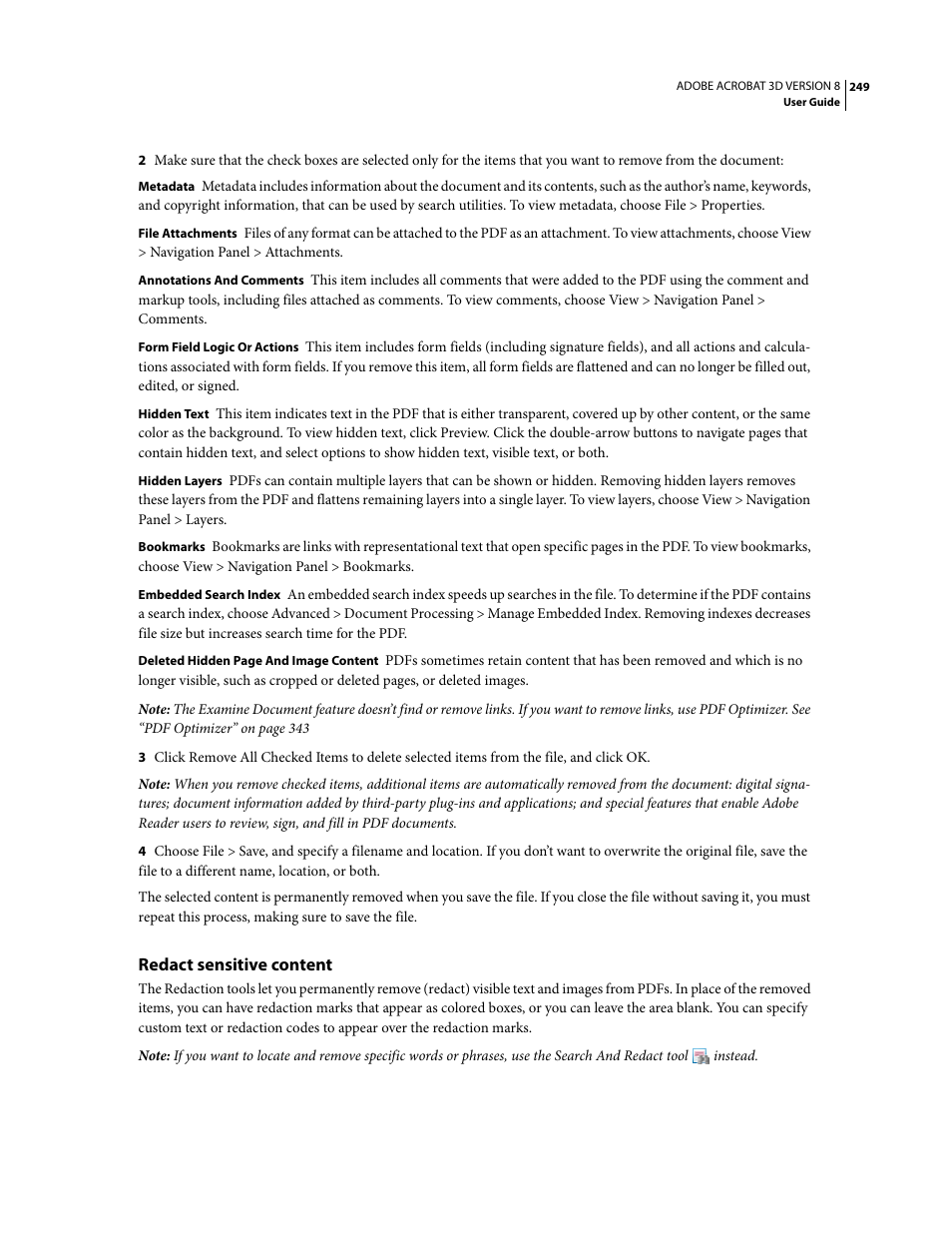 Redact sensitive content | Adobe Acrobat 8 3D User Manual | Page 256 / 600