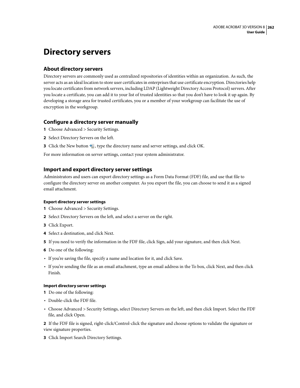 Directory servers | Adobe Acrobat 8 3D User Manual | Page 269 / 600