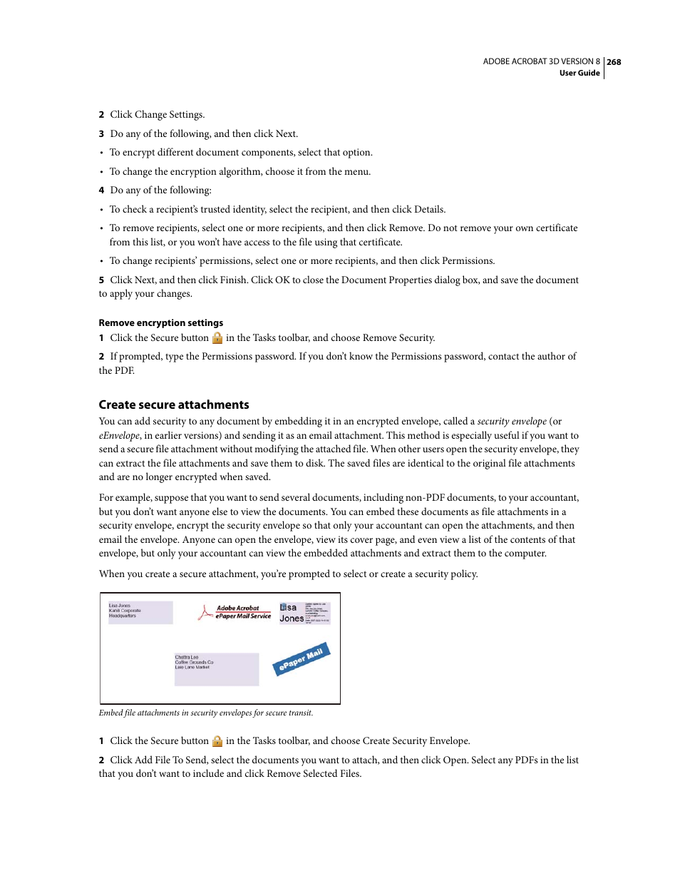 Create secure attachments | Adobe Acrobat 8 3D User Manual | Page 275 / 600