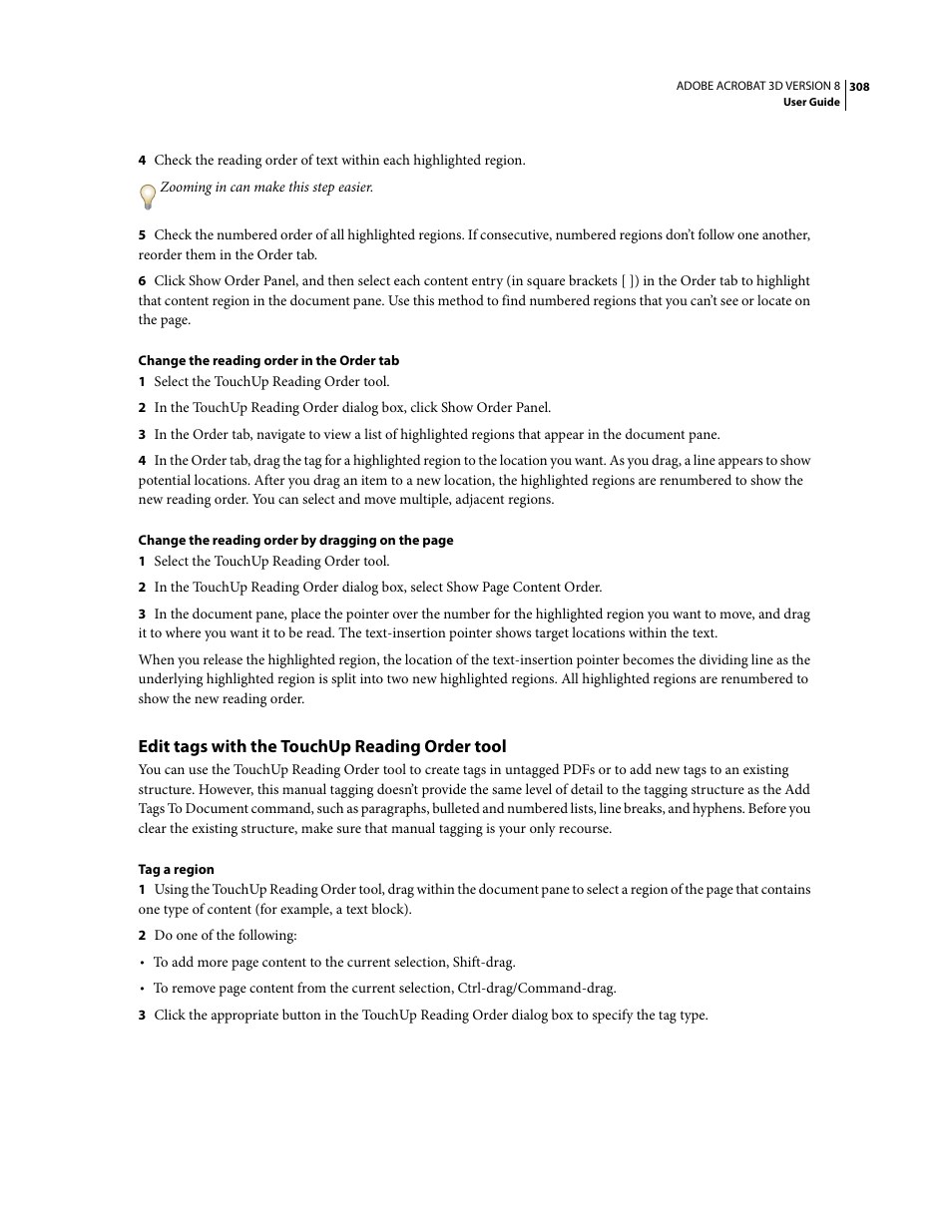 Edit tags with the touchup reading order tool | Adobe Acrobat 8 3D User Manual | Page 315 / 600