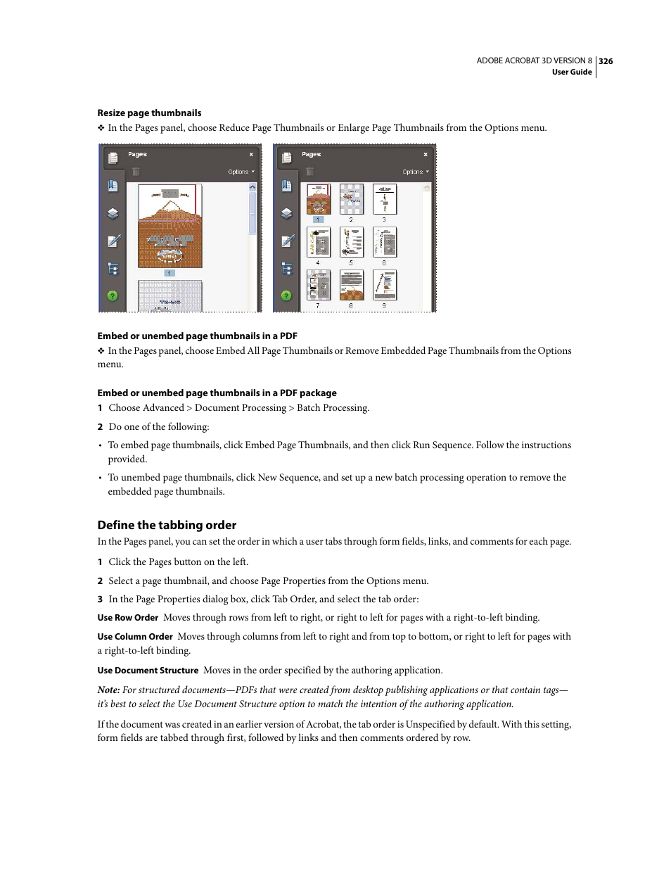 Define the tabbing order | Adobe Acrobat 8 3D User Manual | Page 333 / 600