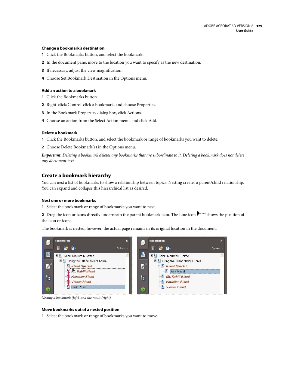 Create a bookmark hierarchy | Adobe Acrobat 8 3D User Manual | Page 336 / 600