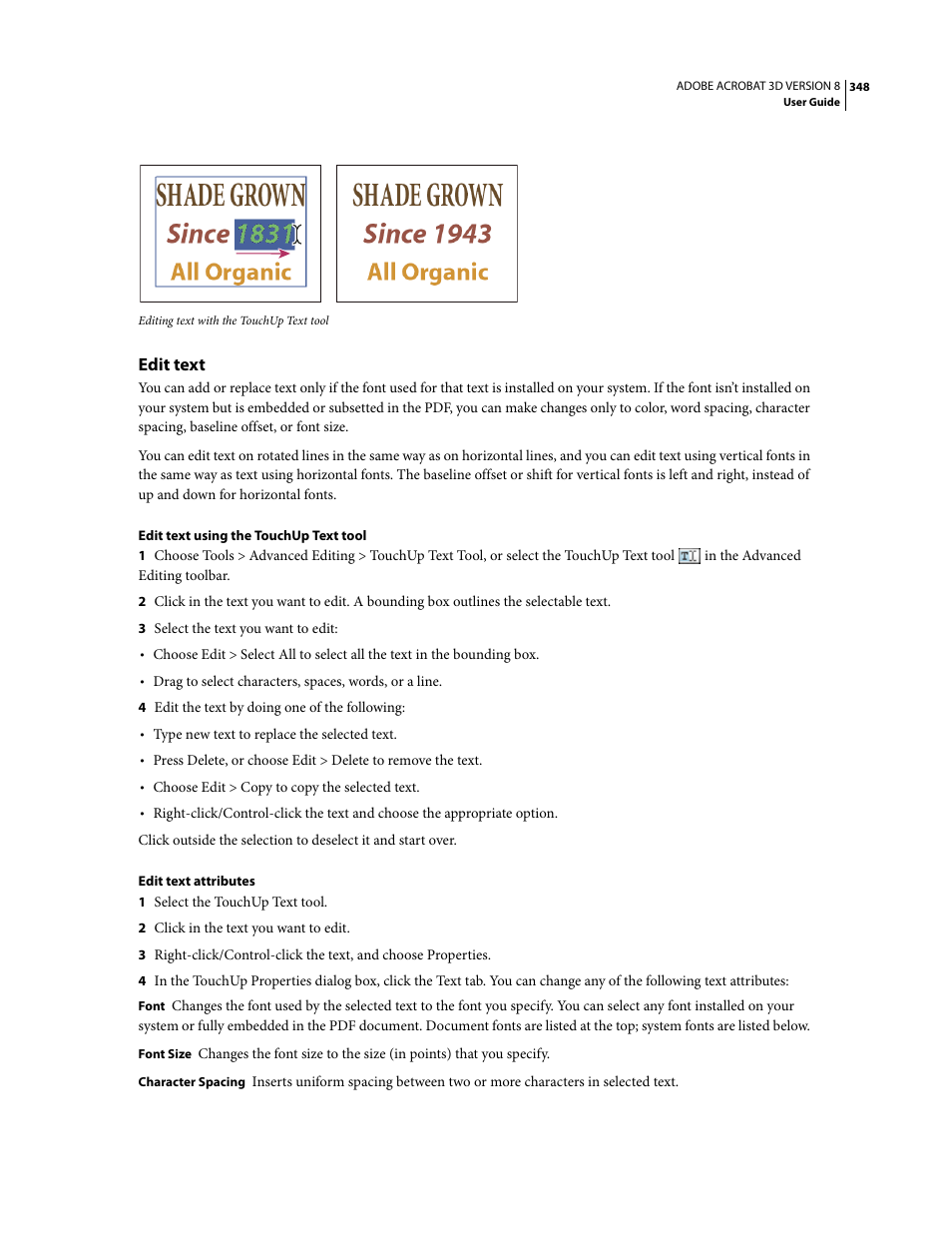 Edit text | Adobe Acrobat 8 3D User Manual | Page 355 / 600