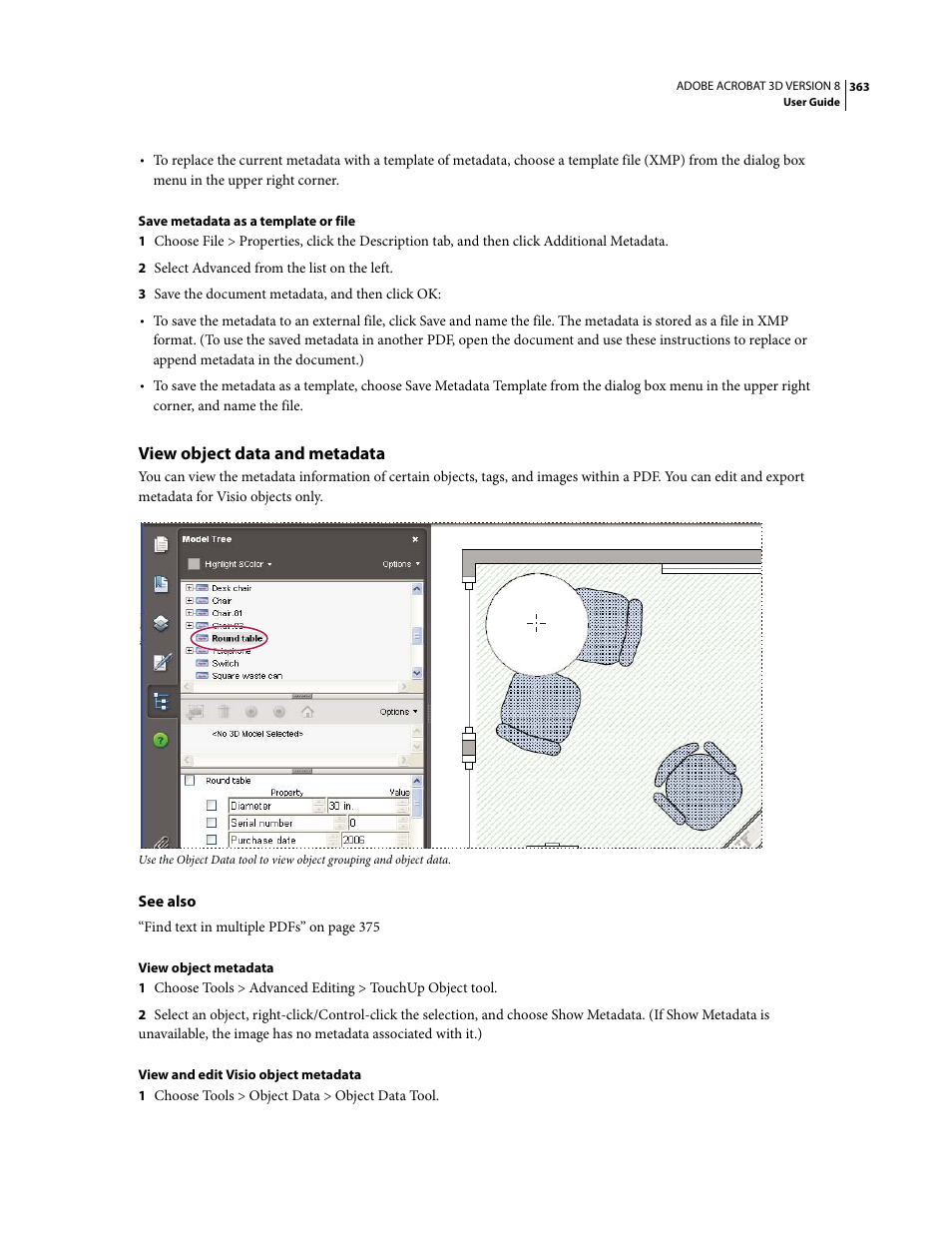 View object data and metadata | Adobe Acrobat 8 3D User Manual | Page 370 / 600