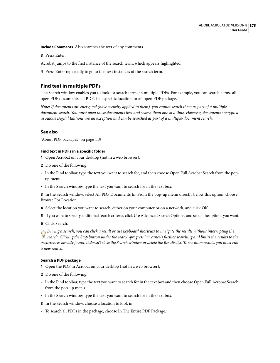 Find text in multiple pdfs | Adobe Acrobat 8 3D User Manual | Page 382 / 600