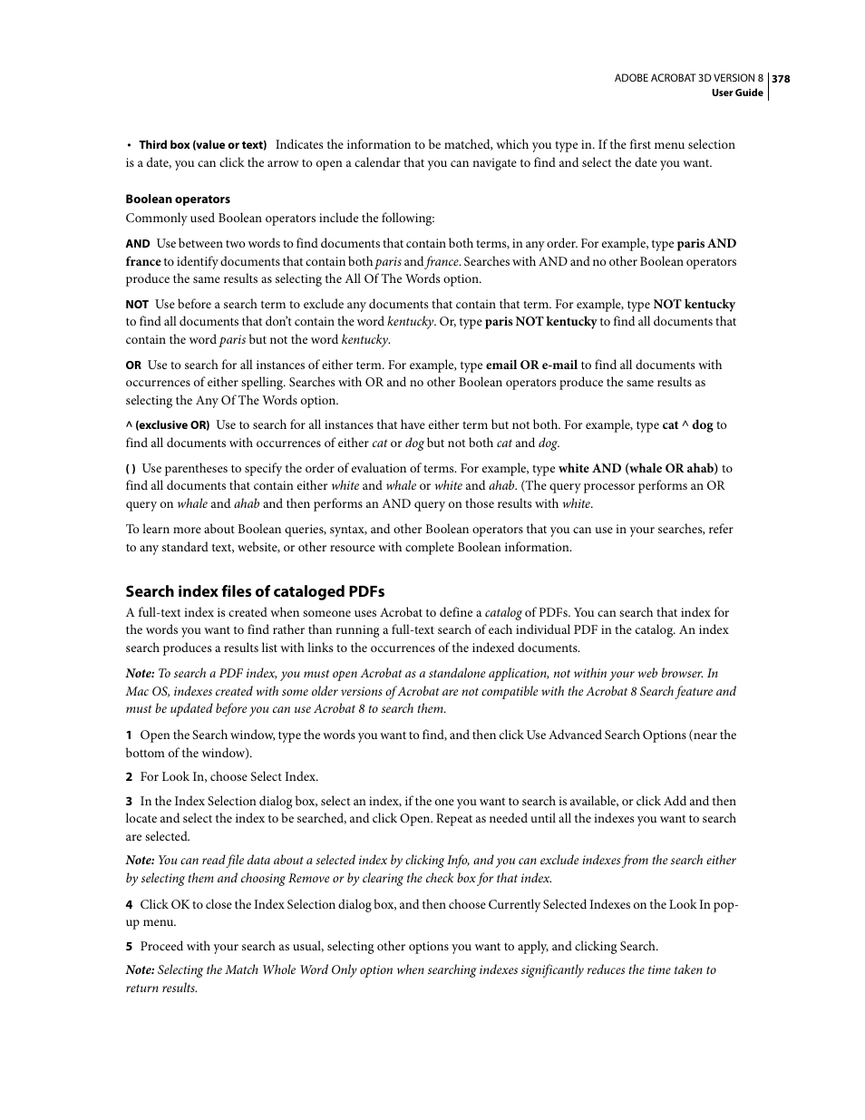 Search index files of cataloged pdfs | Adobe Acrobat 8 3D User Manual | Page 385 / 600