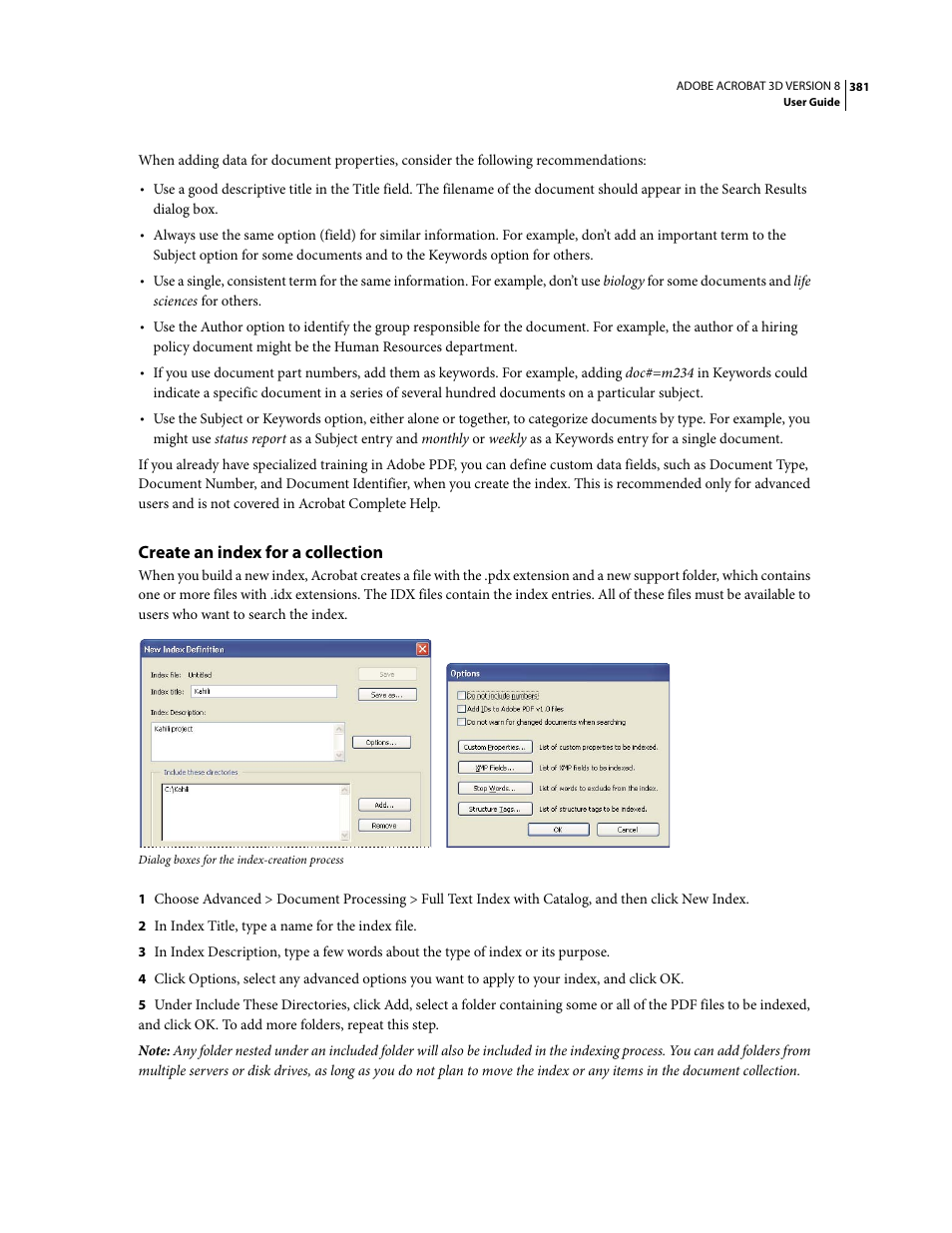 Create an index for a collection | Adobe Acrobat 8 3D User Manual | Page 388 / 600