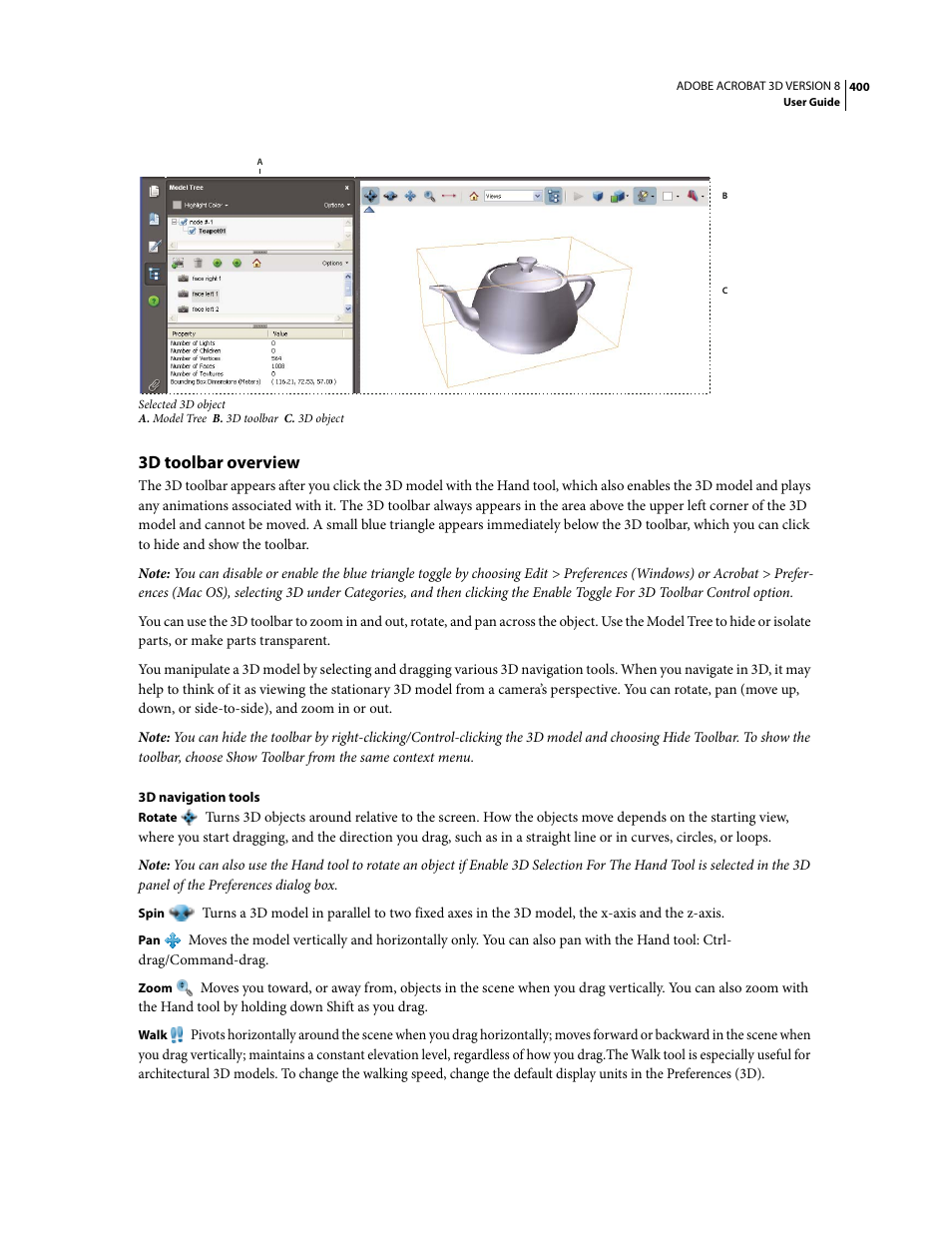 3d toolbar overview | Adobe Acrobat 8 3D User Manual | Page 407 / 600