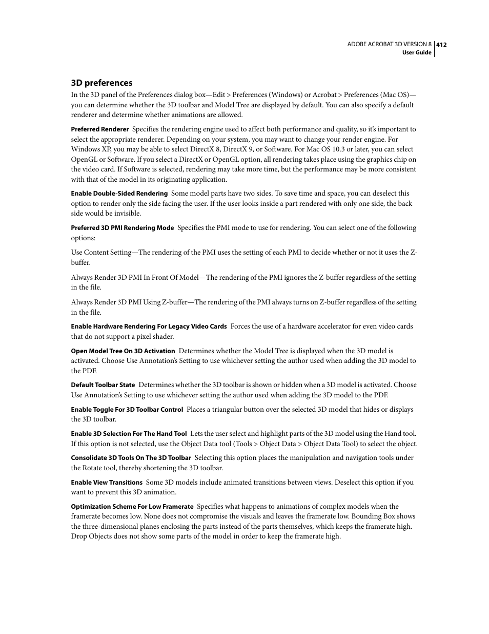 3d preferences | Adobe Acrobat 8 3D User Manual | Page 419 / 600