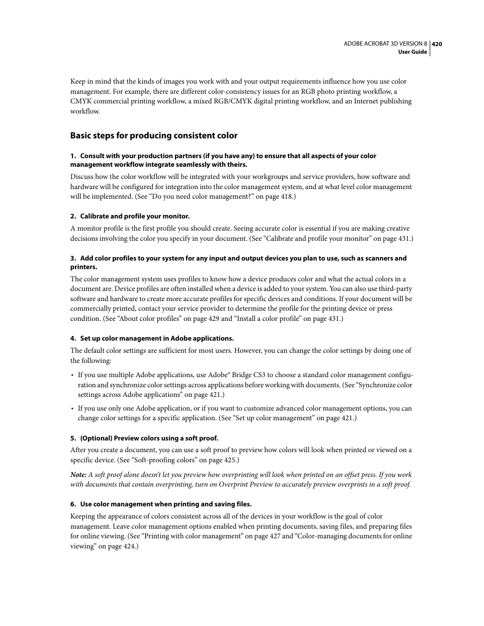 Basic steps for producing consistent color | Adobe Acrobat 8 3D User Manual | Page 427 / 600