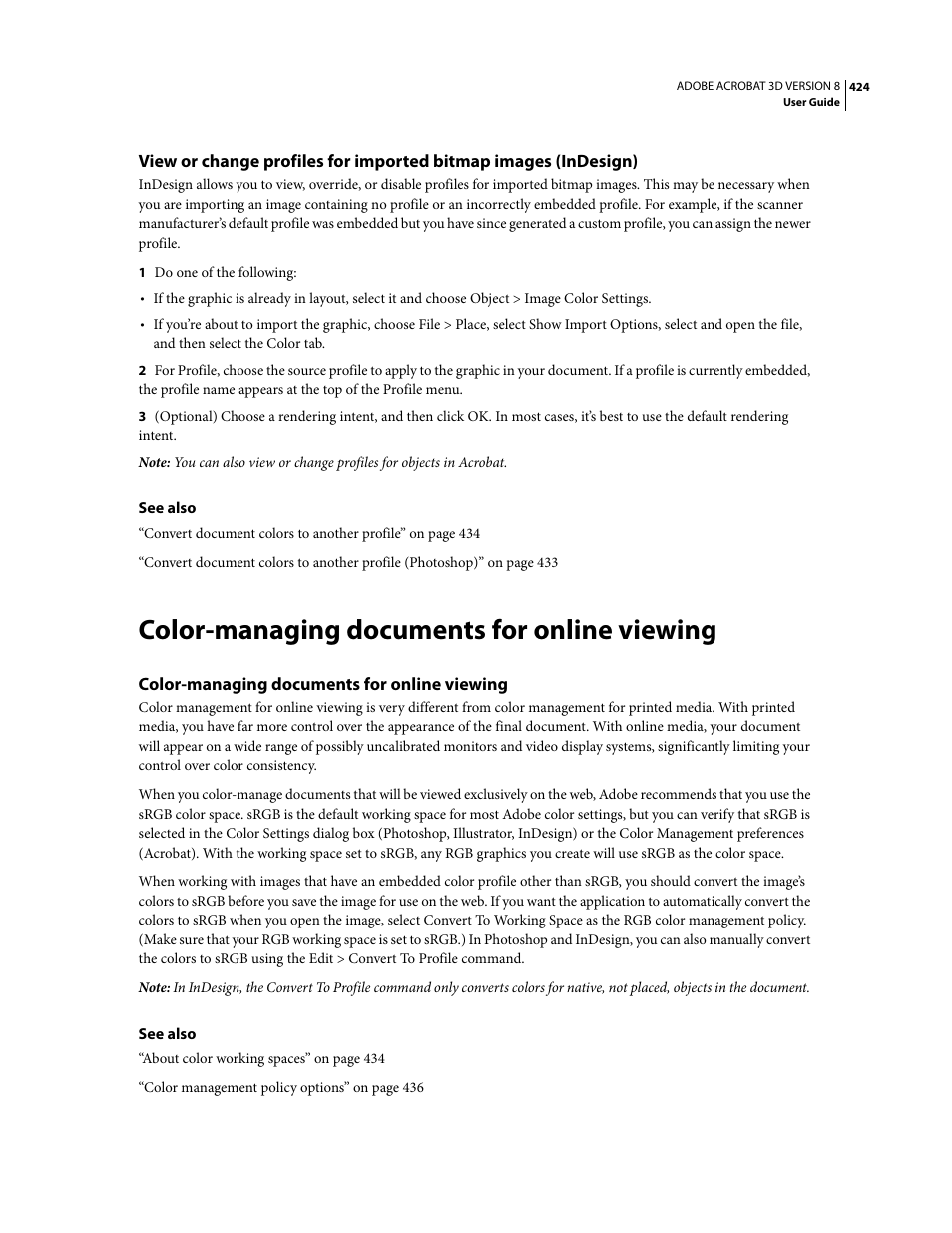 Color-managing documents for online viewing | Adobe Acrobat 8 3D User Manual | Page 431 / 600