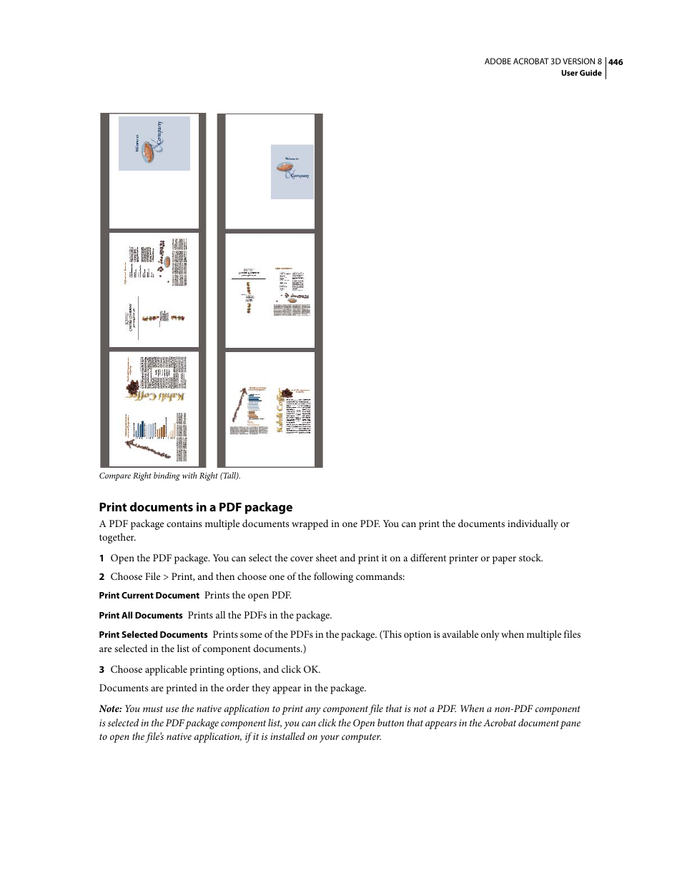 Print documents in a pdf package | Adobe Acrobat 8 3D User Manual | Page 453 / 600