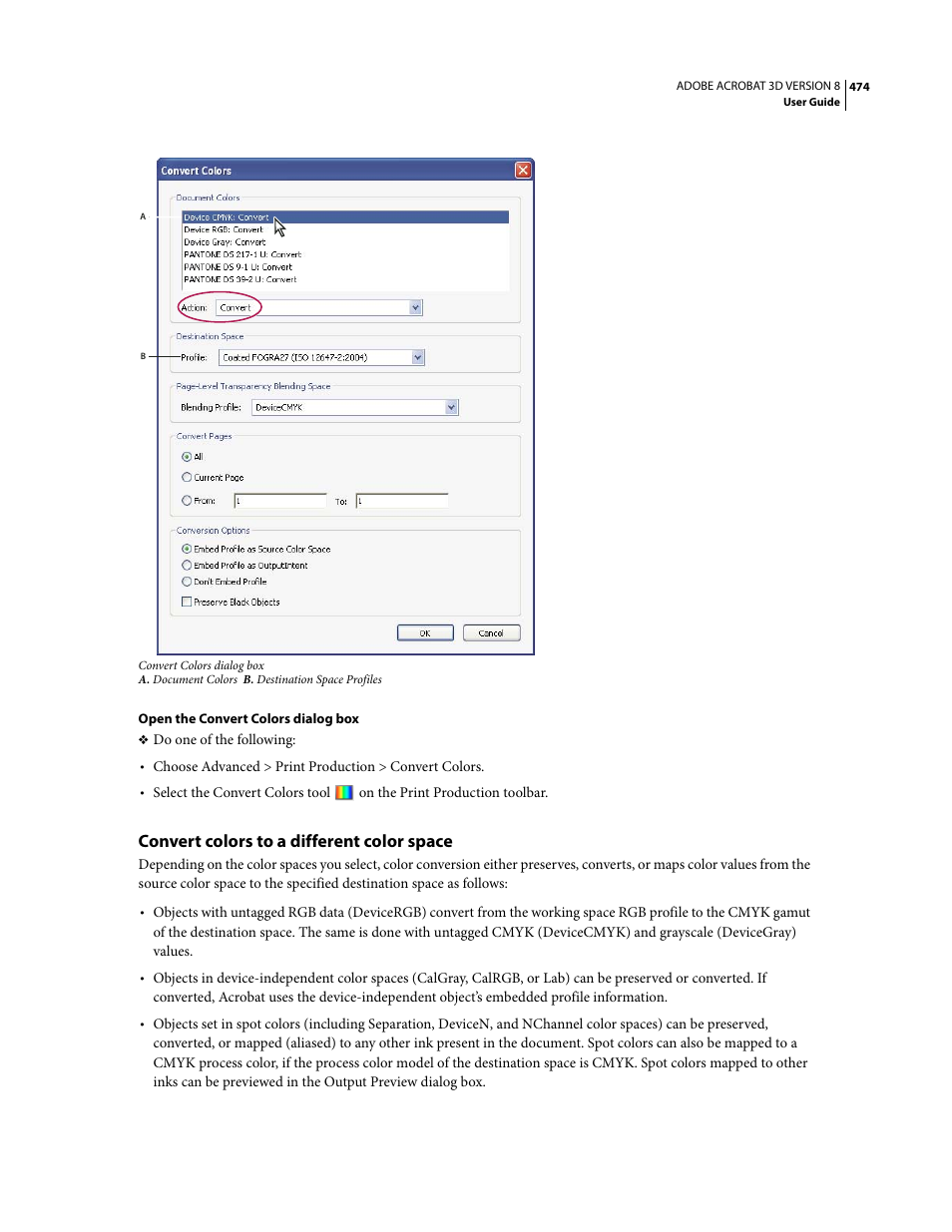 Convert colors to a different color space | Adobe Acrobat 8 3D User Manual | Page 481 / 600